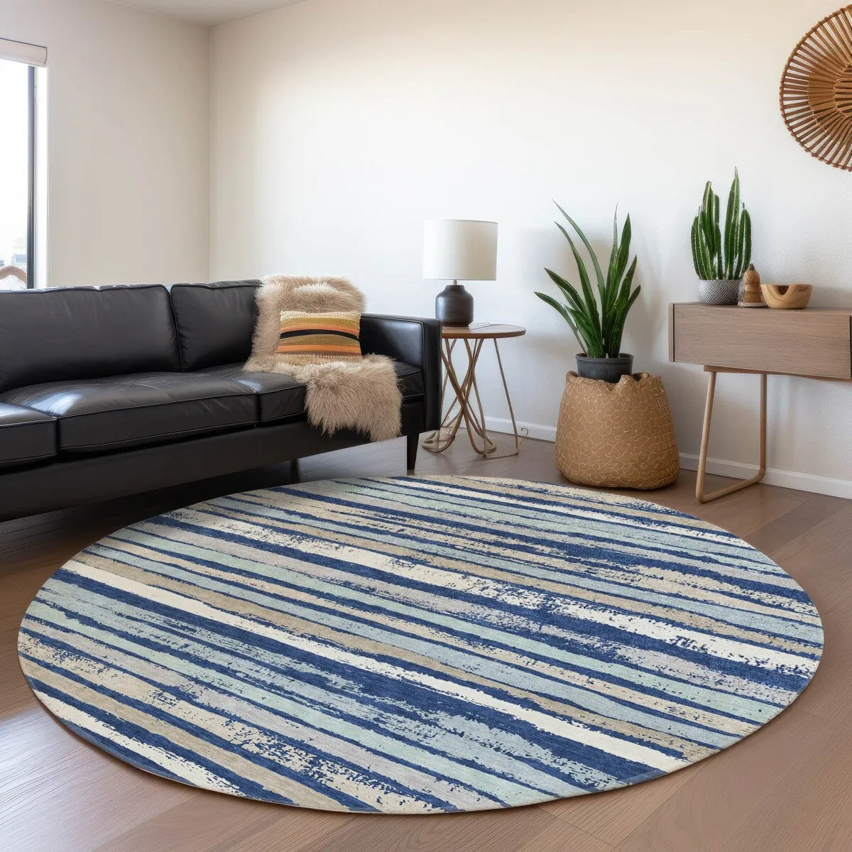 Machine Washable Indoor/ Outdoor Chantille Stripe Rug