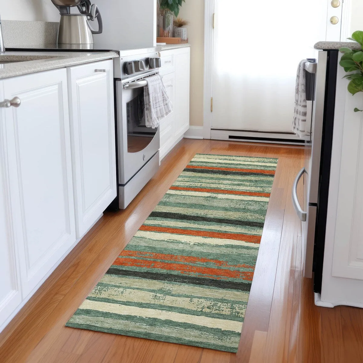 Machine Washable Indoor/ Outdoor Chantille Stripe Rug