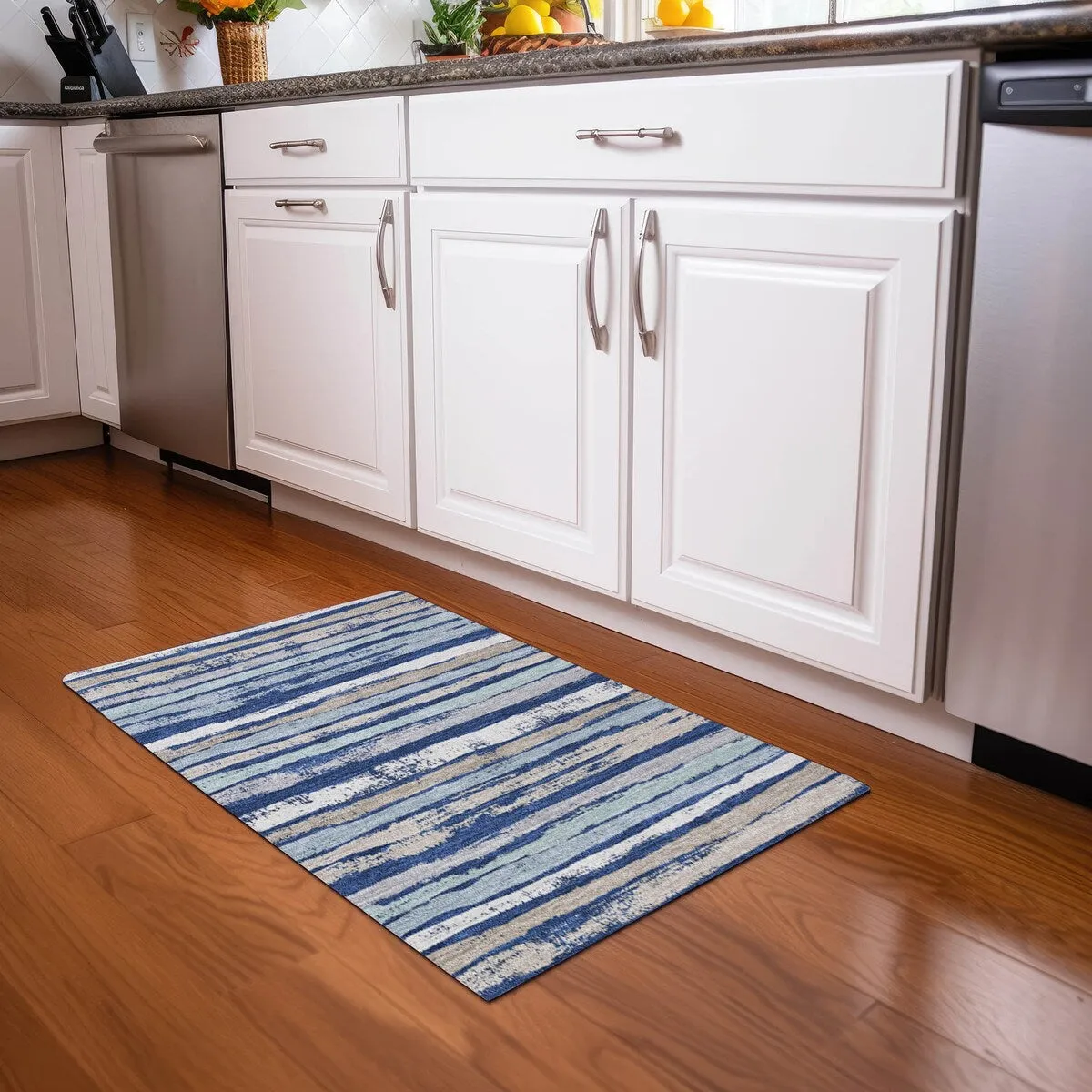 Machine Washable Indoor/ Outdoor Chantille Stripe Rug