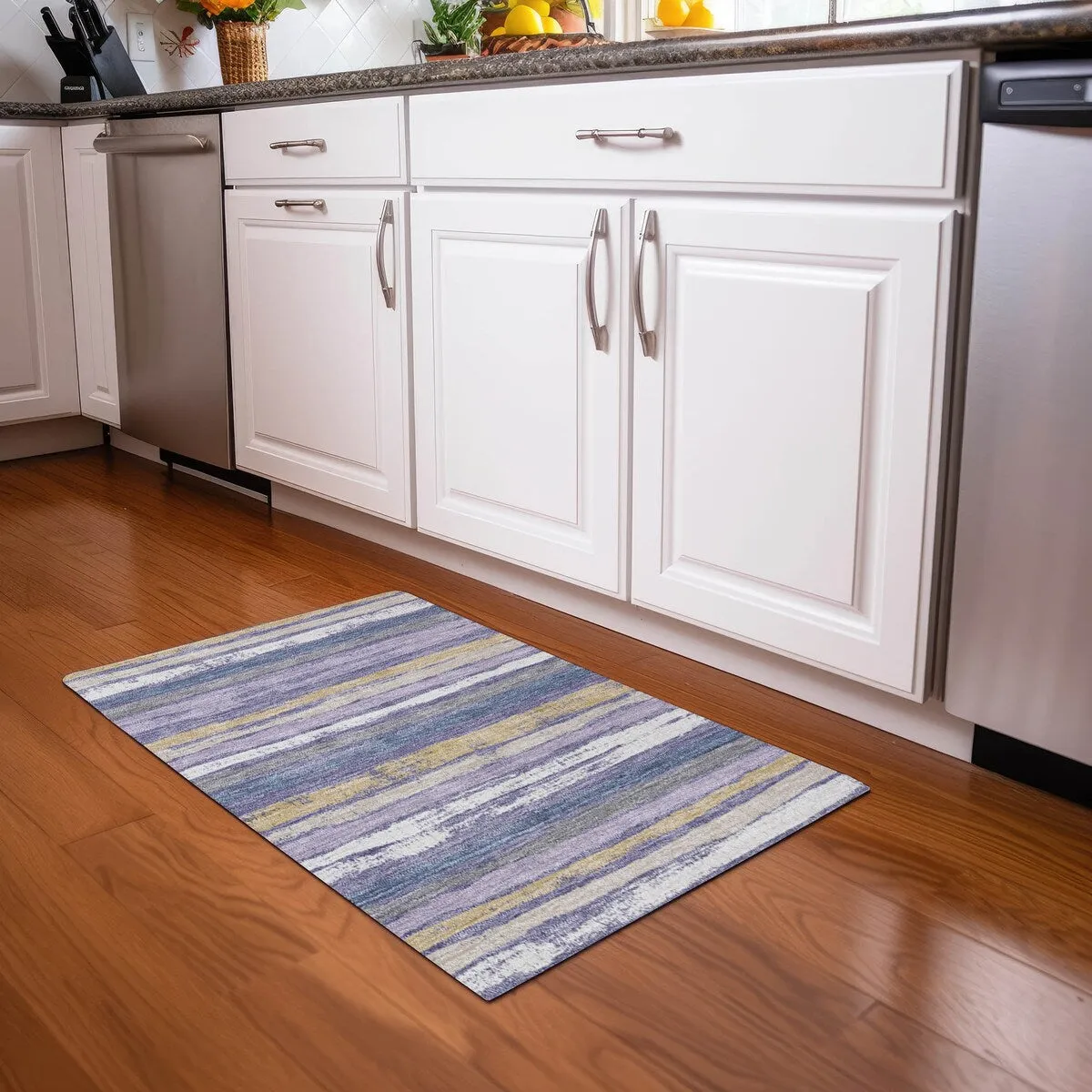 Machine Washable Indoor/ Outdoor Chantille Stripe Rug