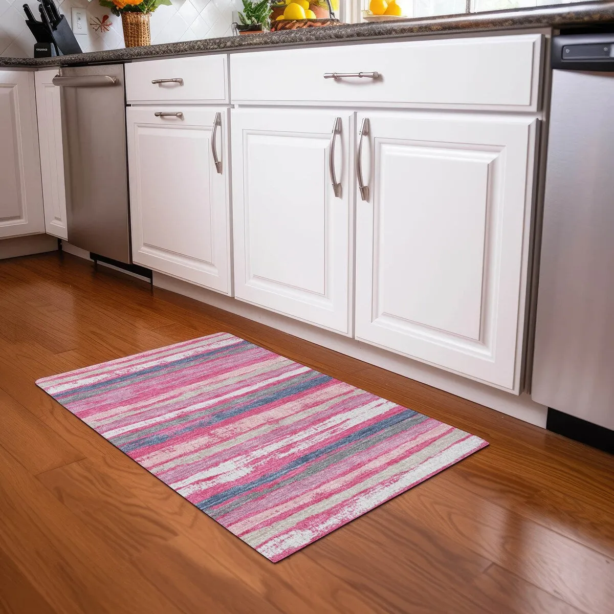 Machine Washable Indoor/ Outdoor Chantille Stripe Rug