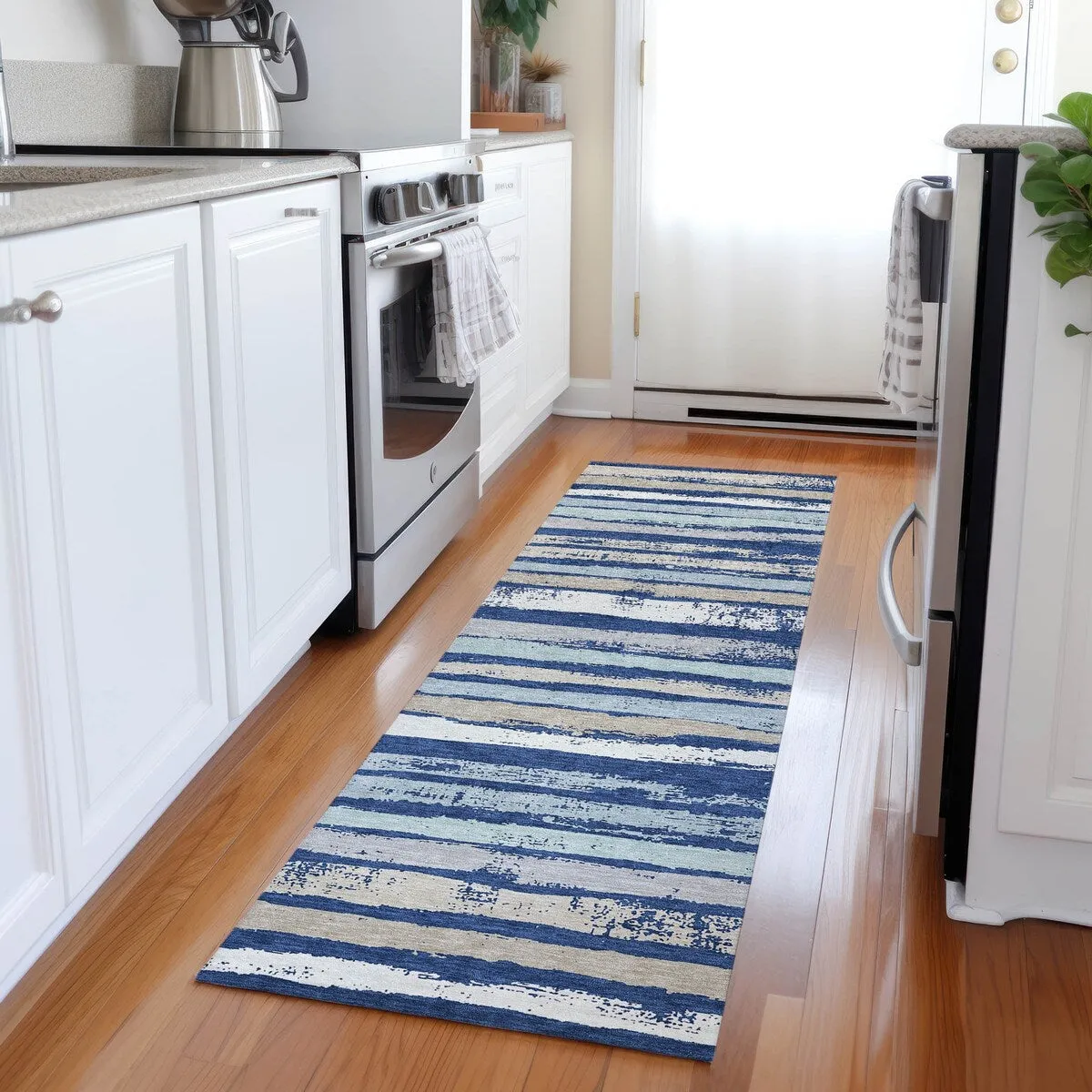 Machine Washable Indoor/ Outdoor Chantille Stripe Rug