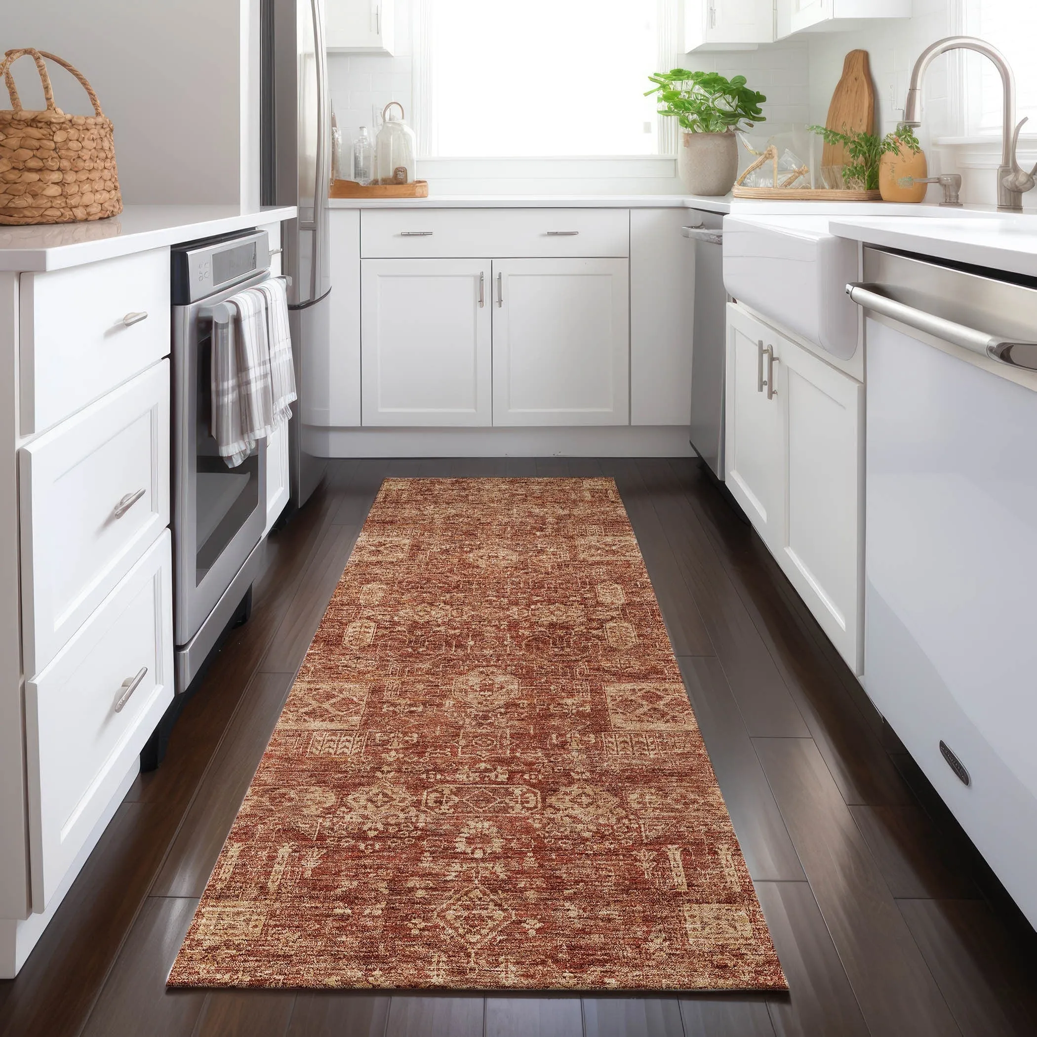 Machine Washable Indoor/ Outdoor Chantille Traditional Vintage Rug