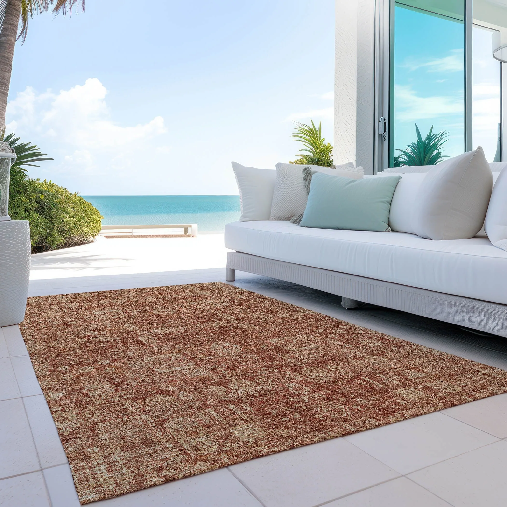Machine Washable Indoor/ Outdoor Chantille Traditional Vintage Rug