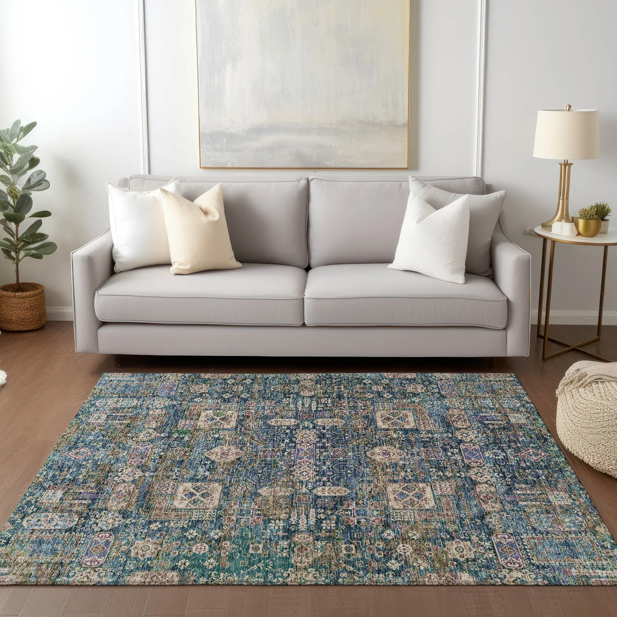 Machine Washable Indoor/ Outdoor Chantille Traditional Vintage Rug