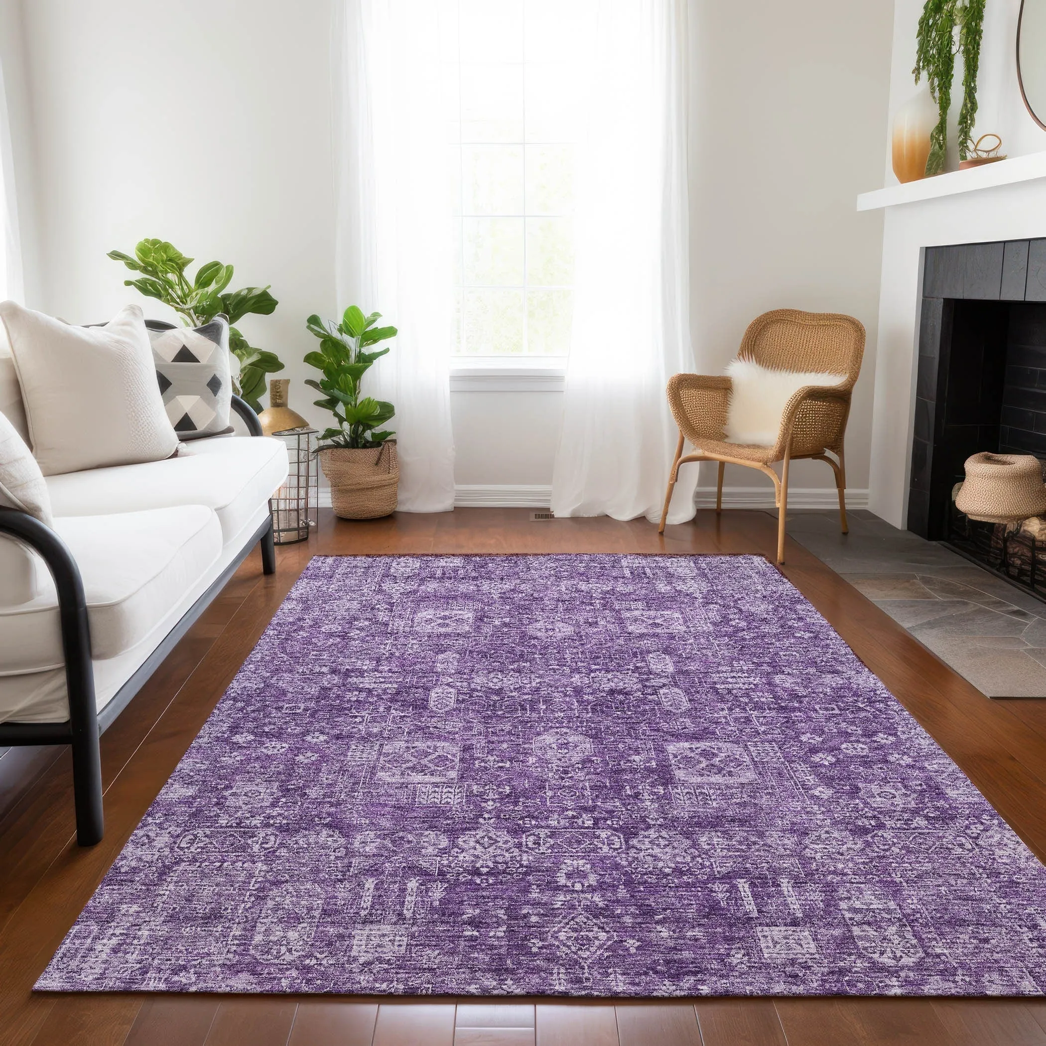Machine Washable Indoor/ Outdoor Chantille Traditional Vintage Rug