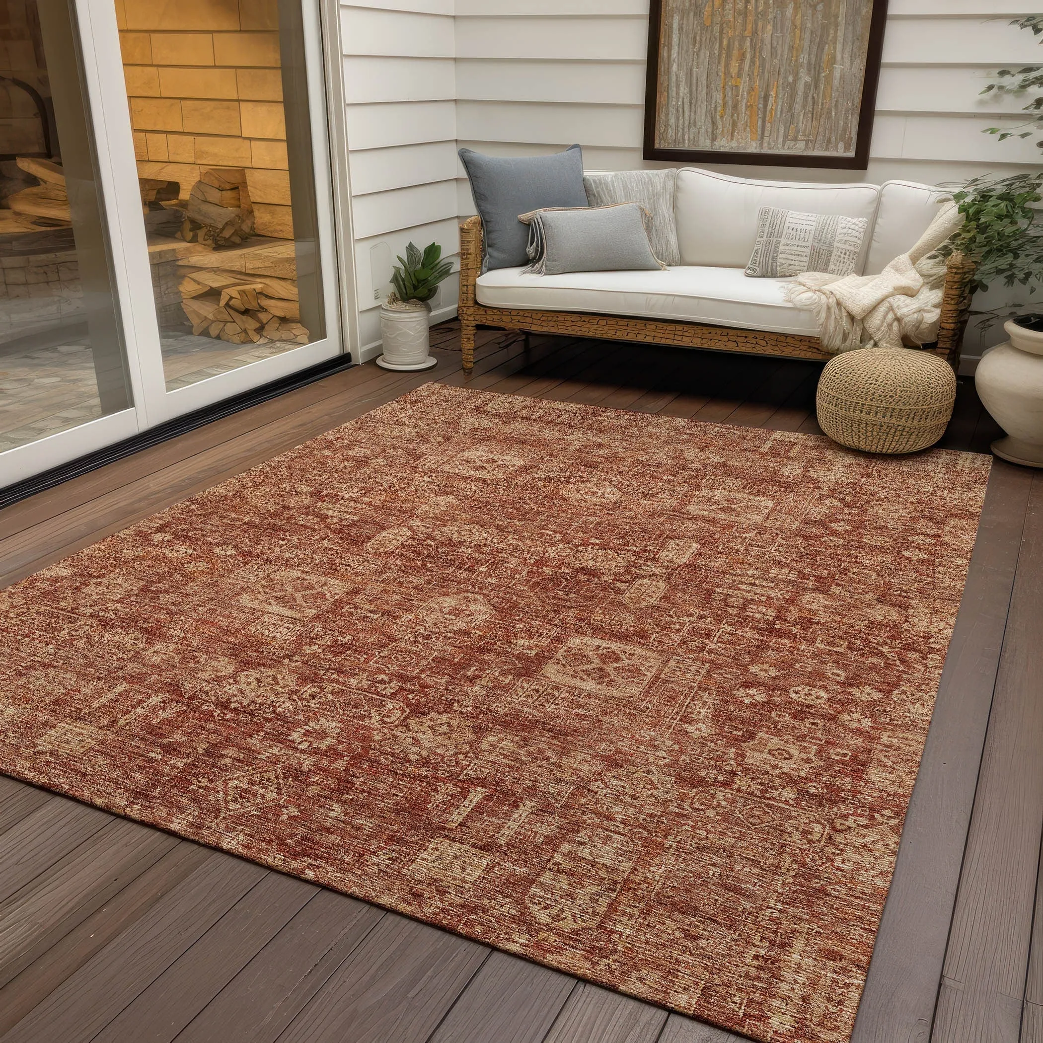 Machine Washable Indoor/ Outdoor Chantille Traditional Vintage Rug