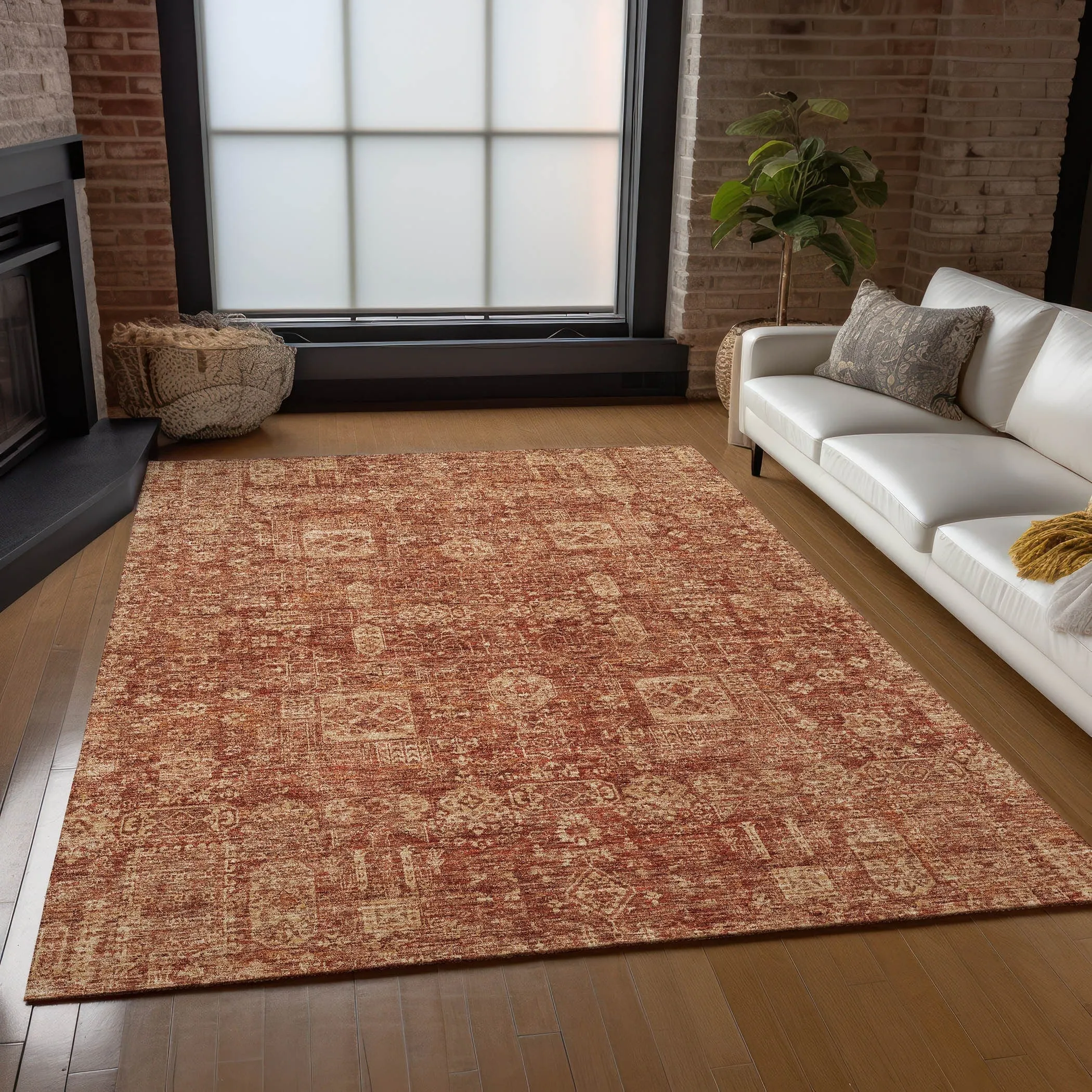 Machine Washable Indoor/ Outdoor Chantille Traditional Vintage Rug