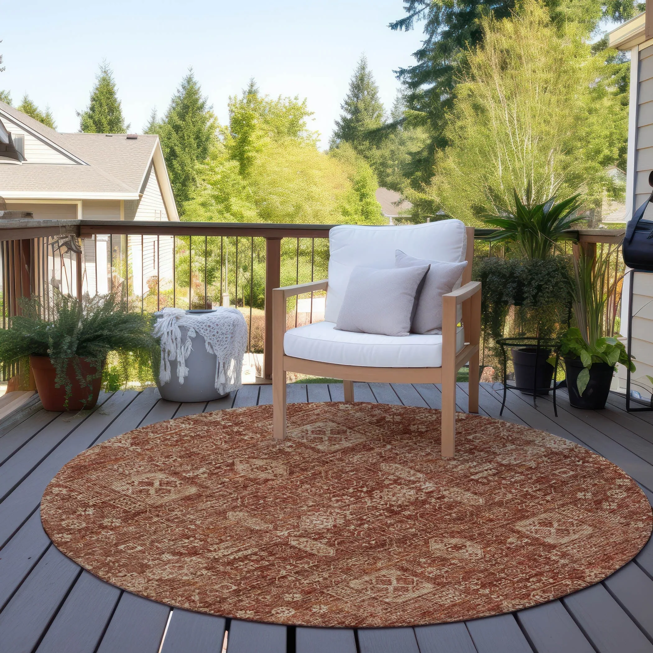 Machine Washable Indoor/ Outdoor Chantille Traditional Vintage Rug