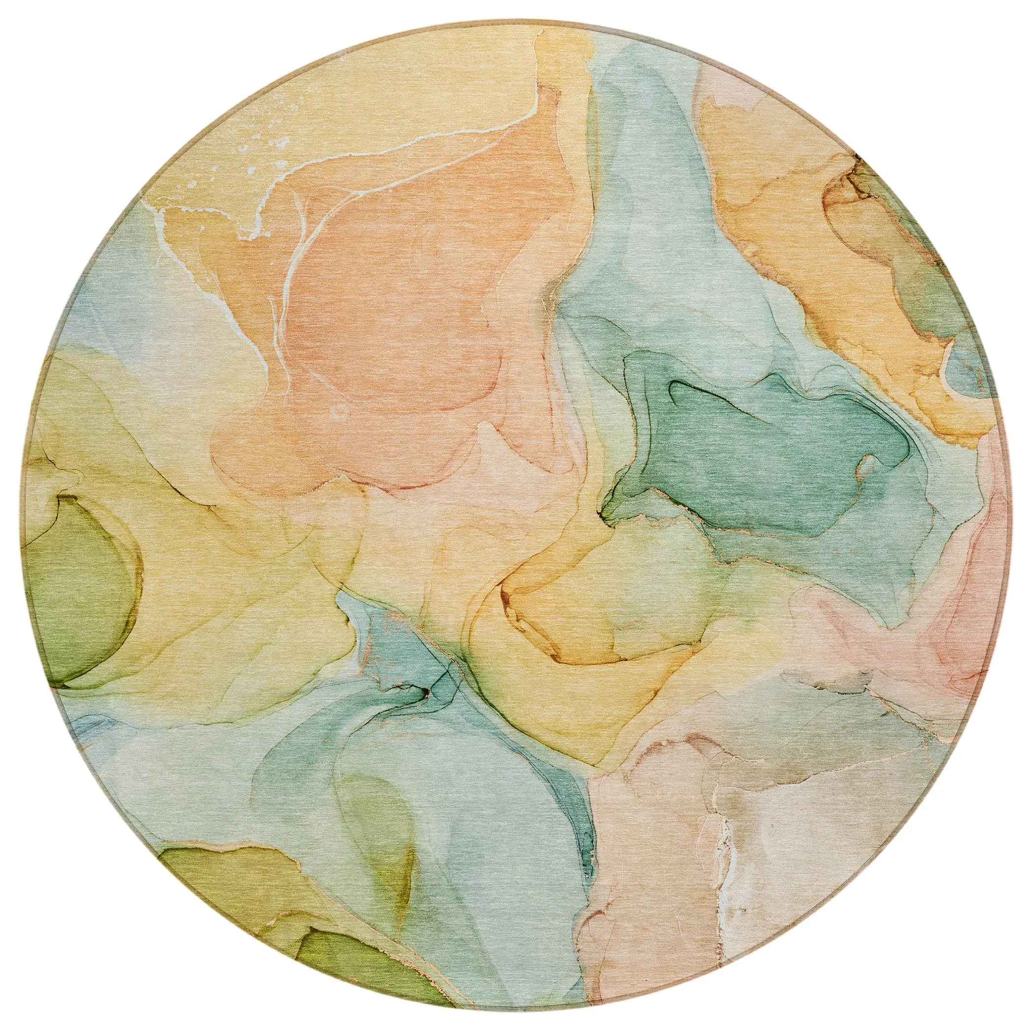 Machine Washable Indoor/ Outdoor Chantille Watercolor Blue Rug
