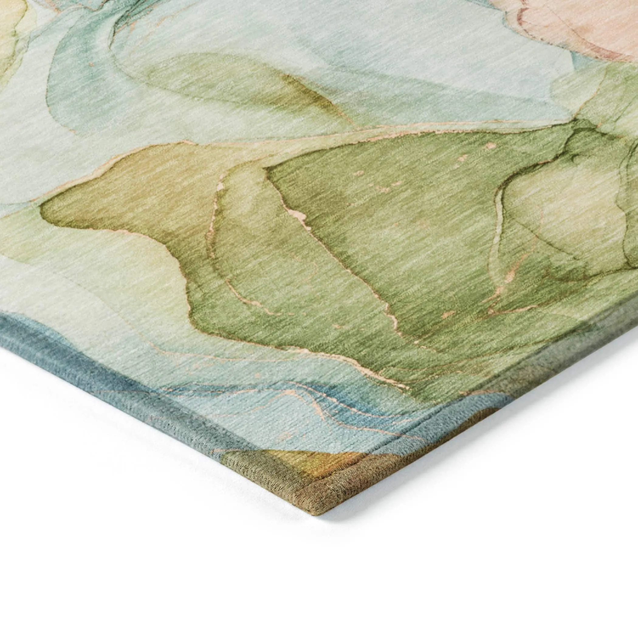 Machine Washable Indoor/ Outdoor Chantille Watercolor Blue Rug