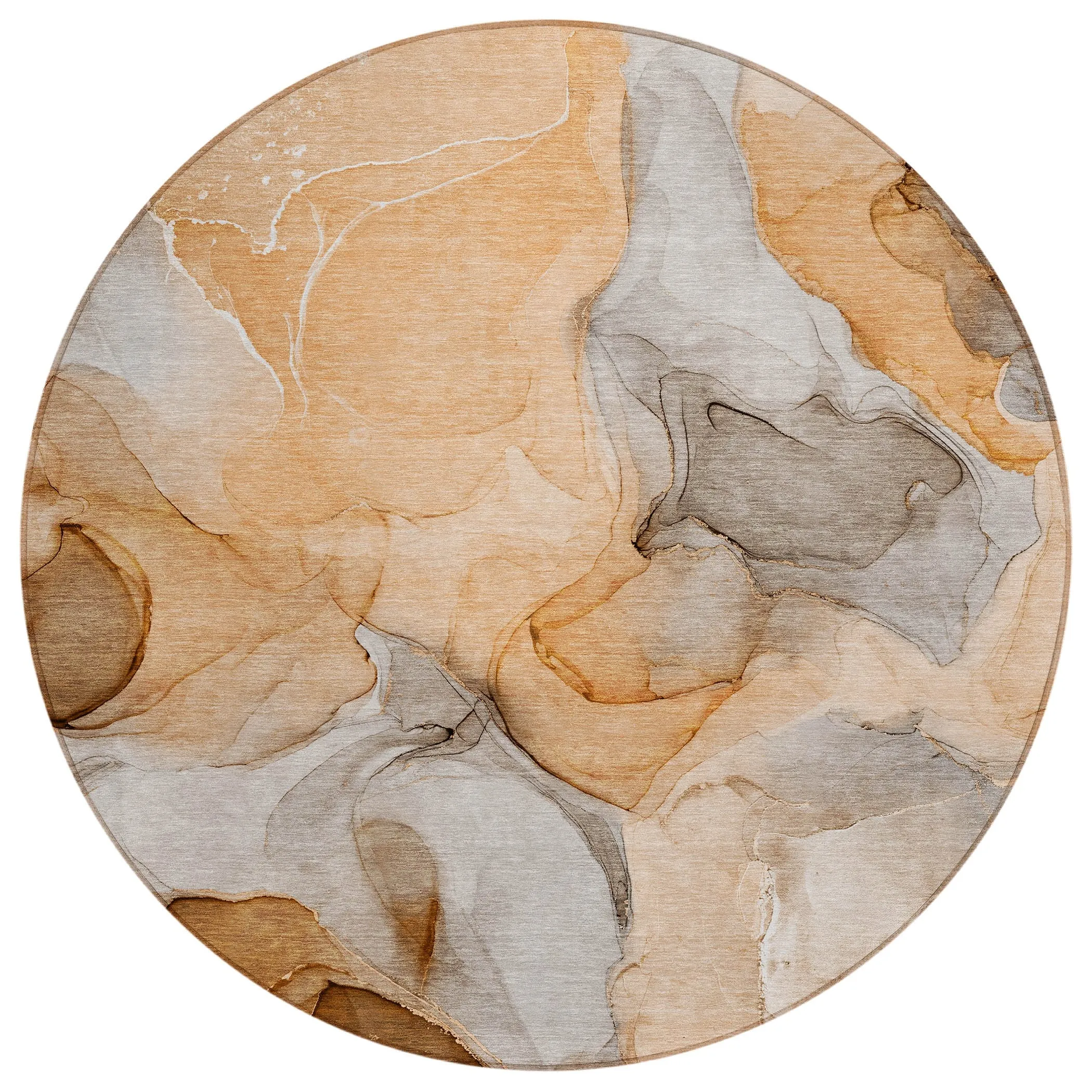 Machine Washable Indoor/ Outdoor Chantille Watercolor Orange Rug