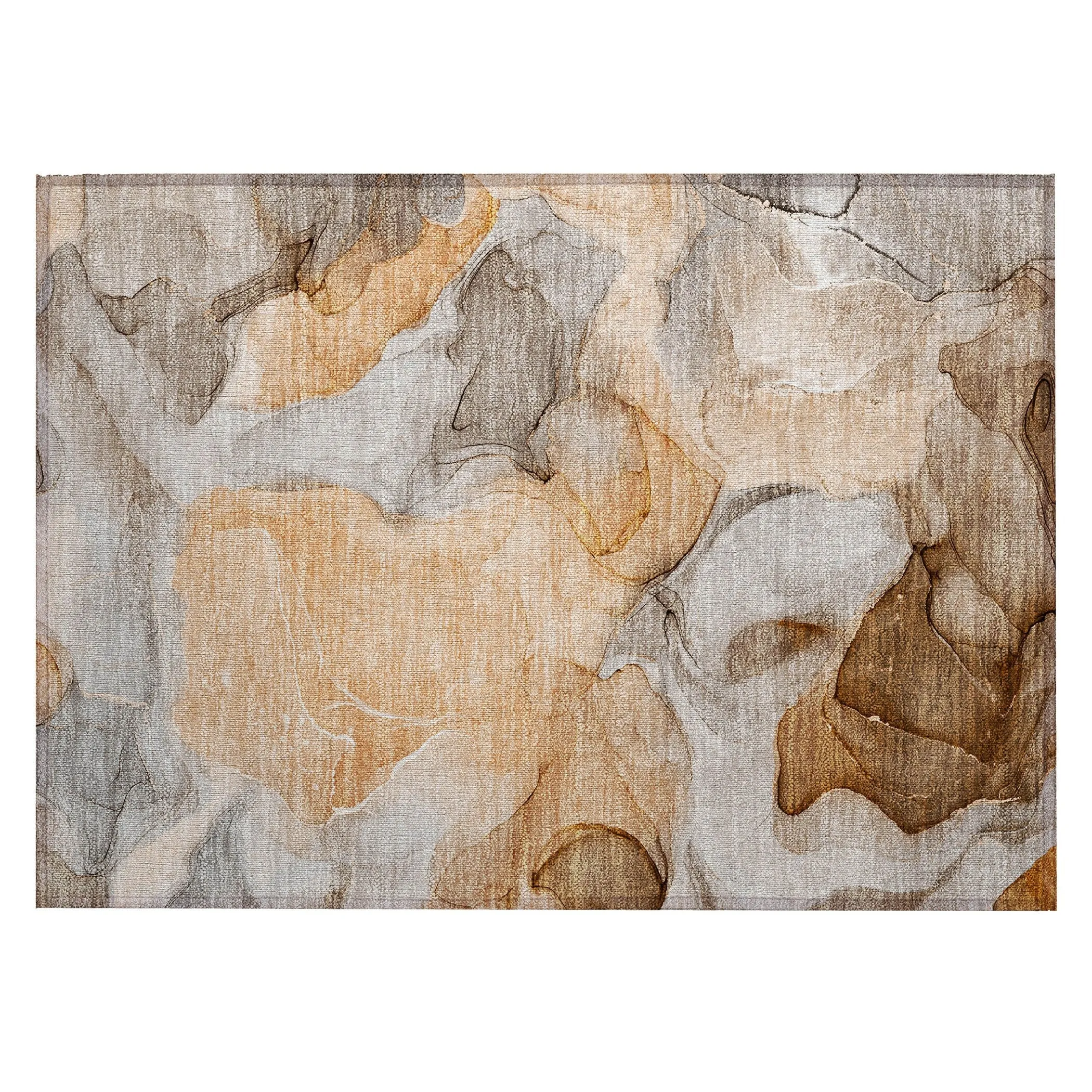 Machine Washable Indoor/ Outdoor Chantille Watercolor Orange Rug