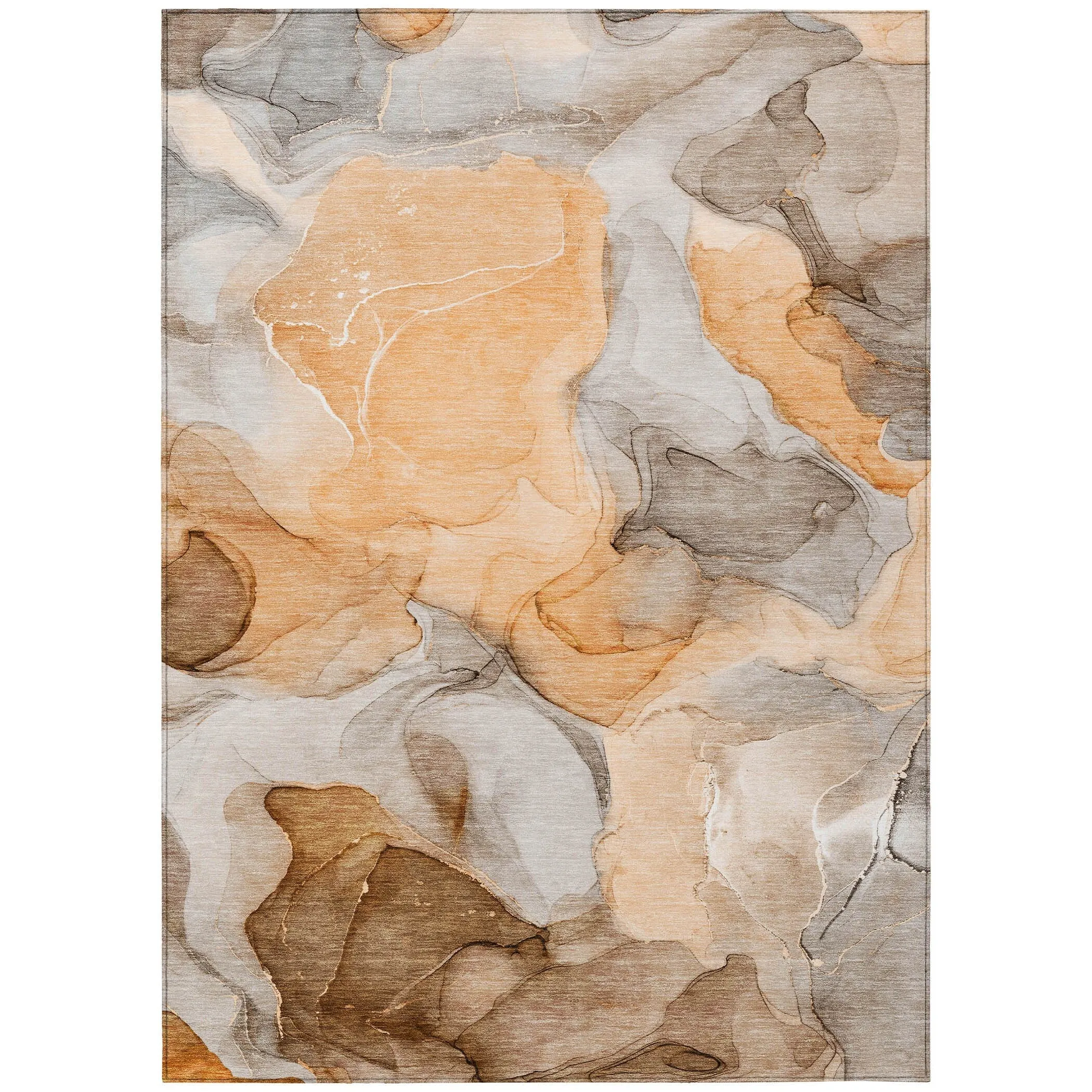 Machine Washable Indoor/ Outdoor Chantille Watercolor Orange Rug