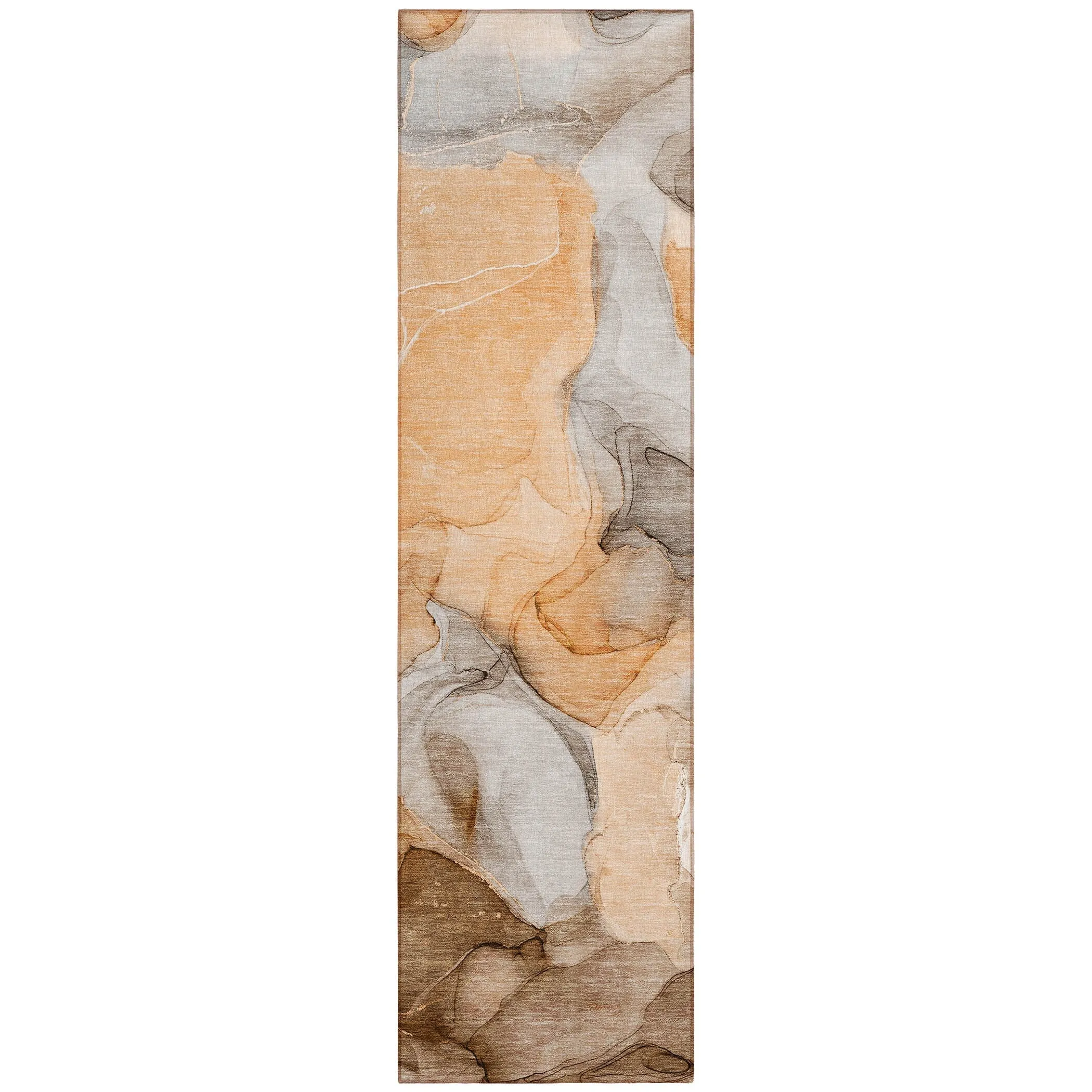 Machine Washable Indoor/ Outdoor Chantille Watercolor Orange Rug