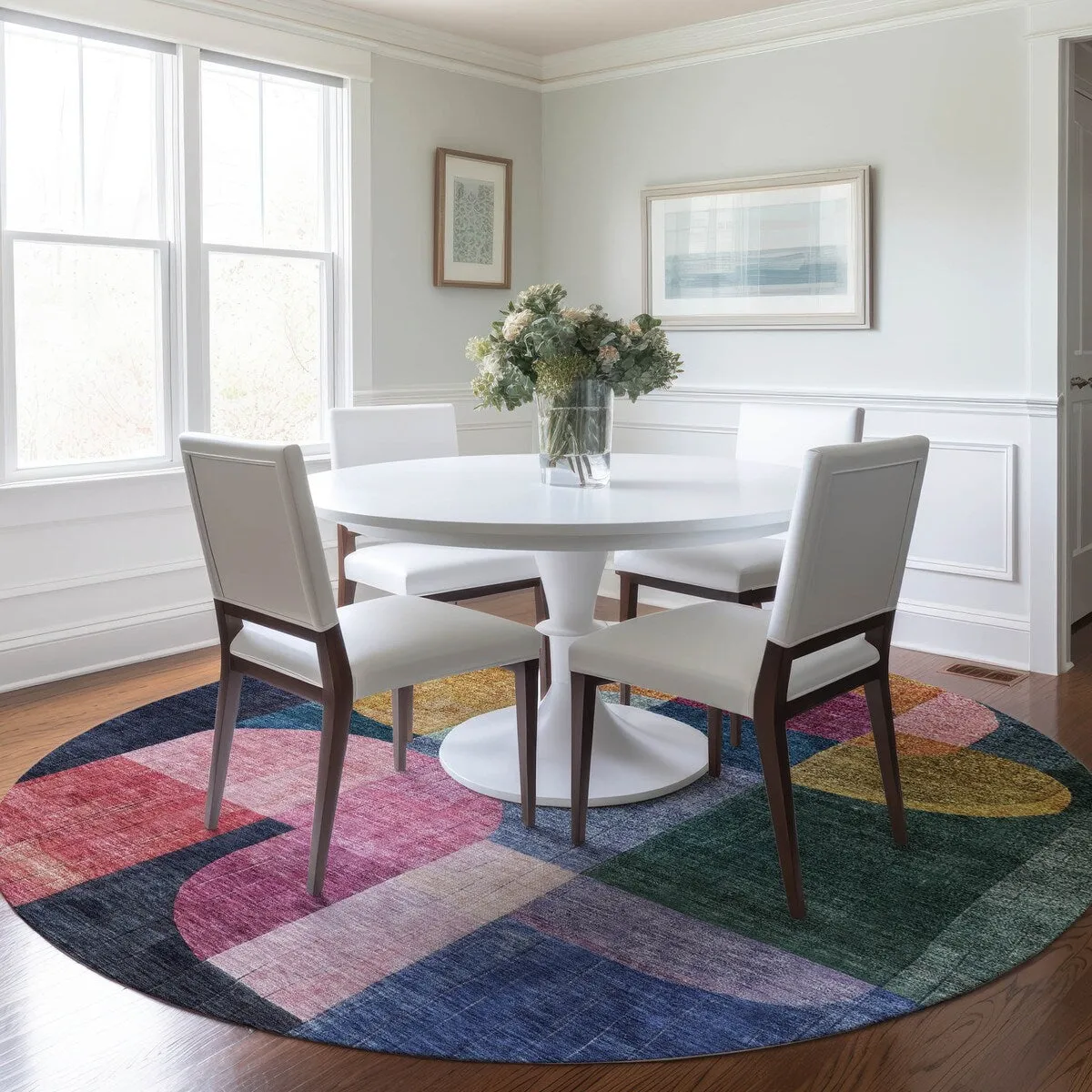 Machine Washable Indoor/ Outdoor Contemporary Deco Chantille Rug