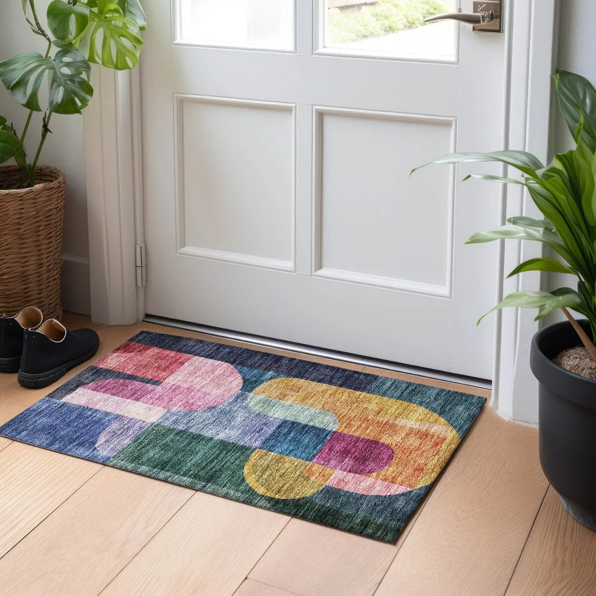 Machine Washable Indoor/ Outdoor Contemporary Deco Chantille Rug