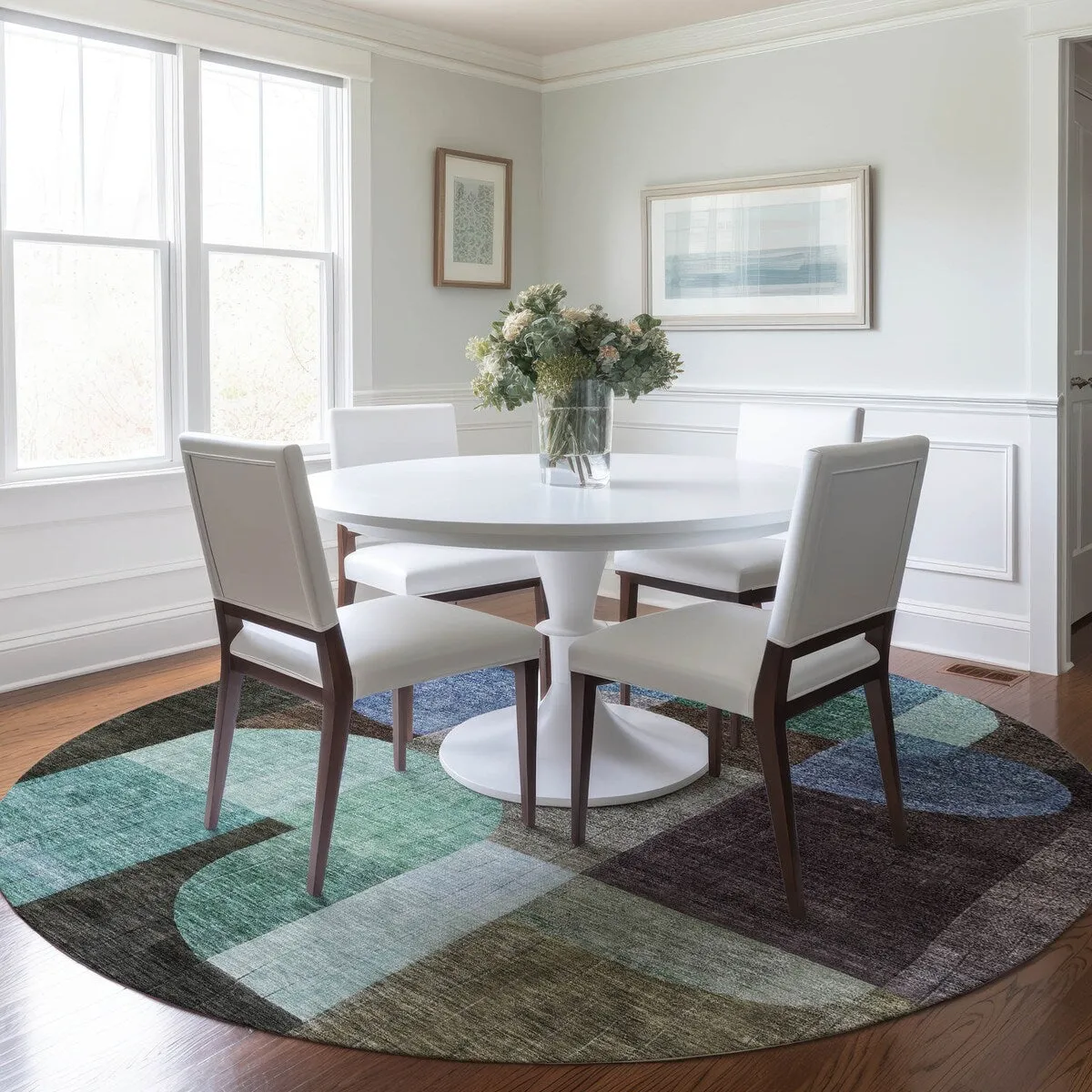 Machine Washable Indoor/ Outdoor Contemporary Deco Chantille Rug