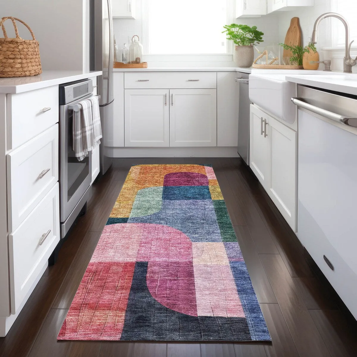 Machine Washable Indoor/ Outdoor Contemporary Deco Chantille Rug