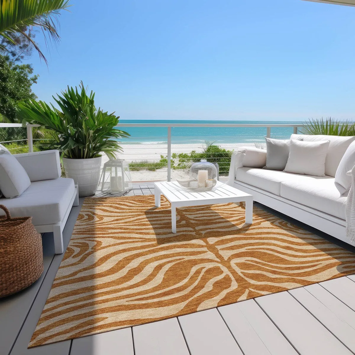 Machine Washable Indoor/ Outdoor Modern Animal Print Chantille Rug