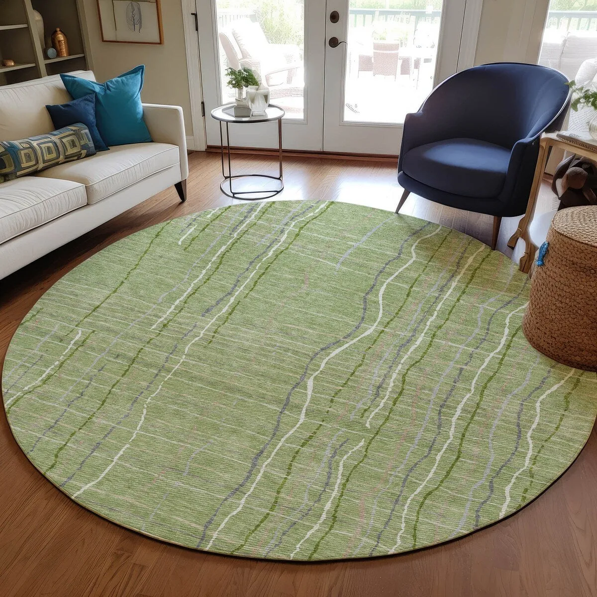 Machine Washable Indoor/ Outdoor Modern Century Chantille Rug