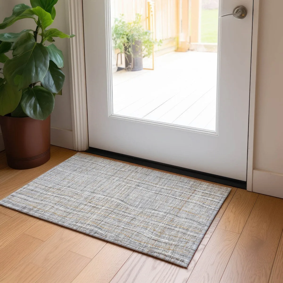 Machine Washable Indoor/ Outdoor Modern Century Chantille Rug