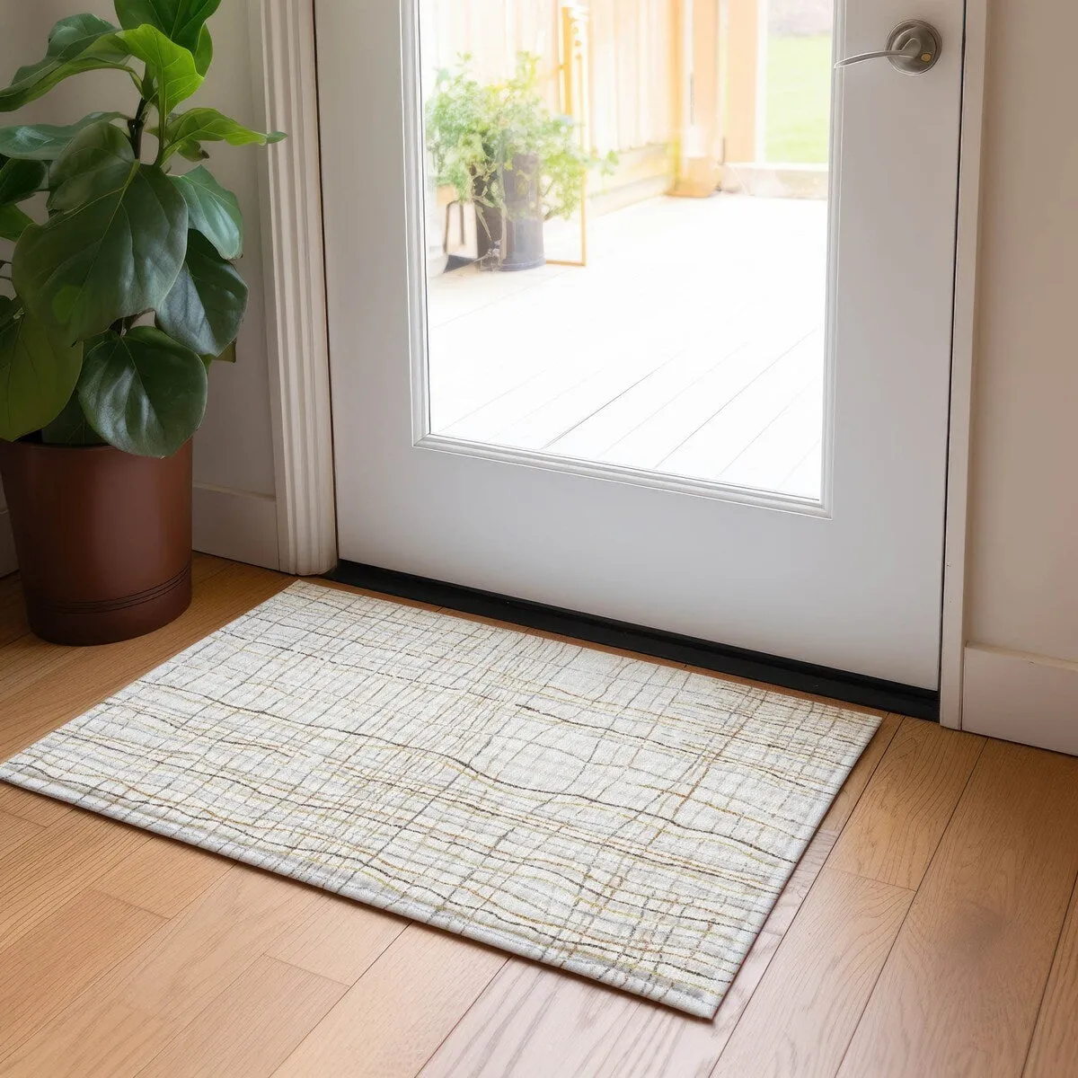 Machine Washable Indoor/ Outdoor Modern Century Chantille Rug