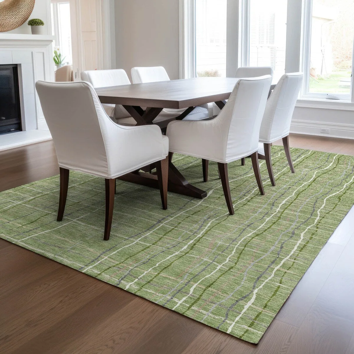 Machine Washable Indoor/ Outdoor Modern Century Chantille Rug