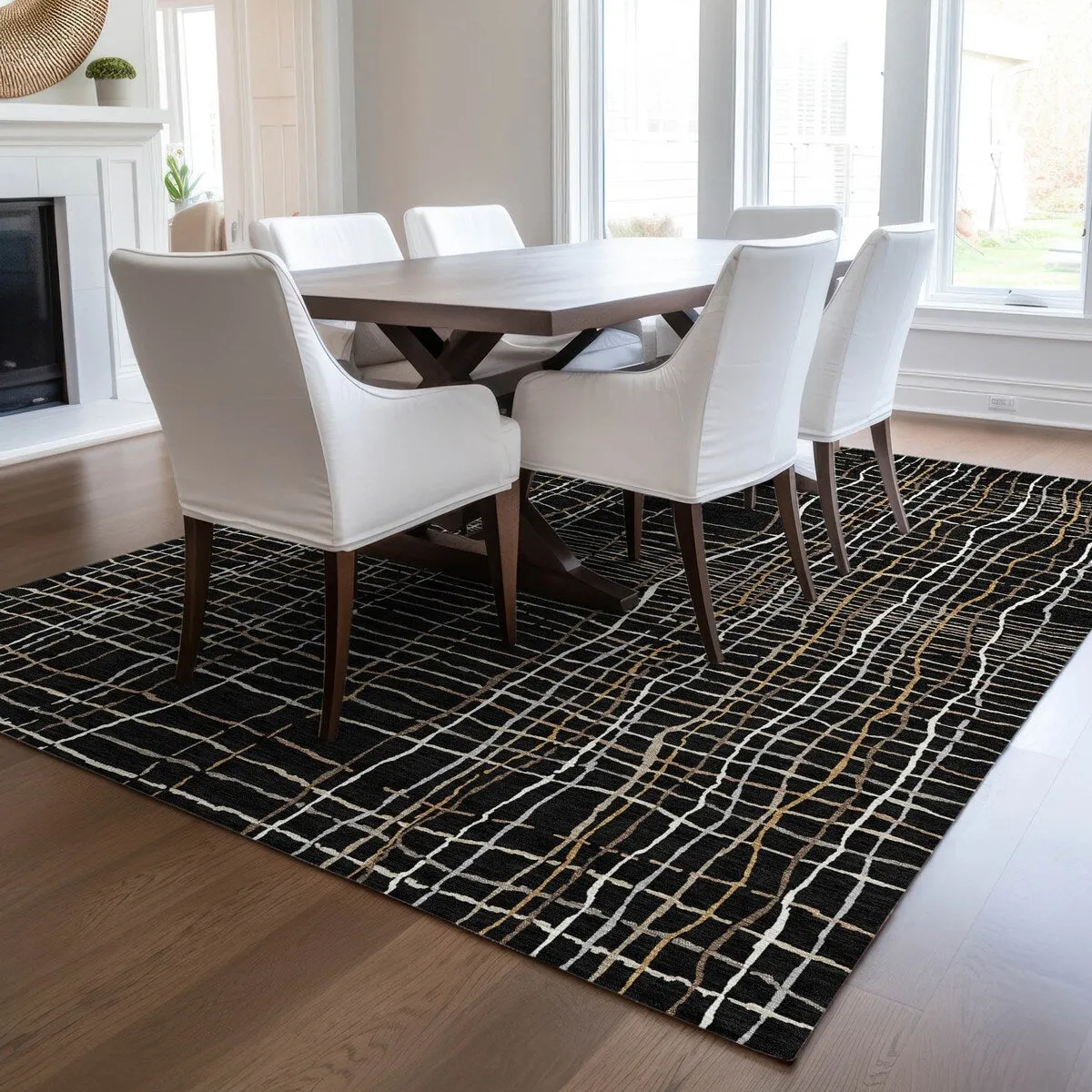 Machine Washable Indoor/ Outdoor Modern Century Chantille Rug