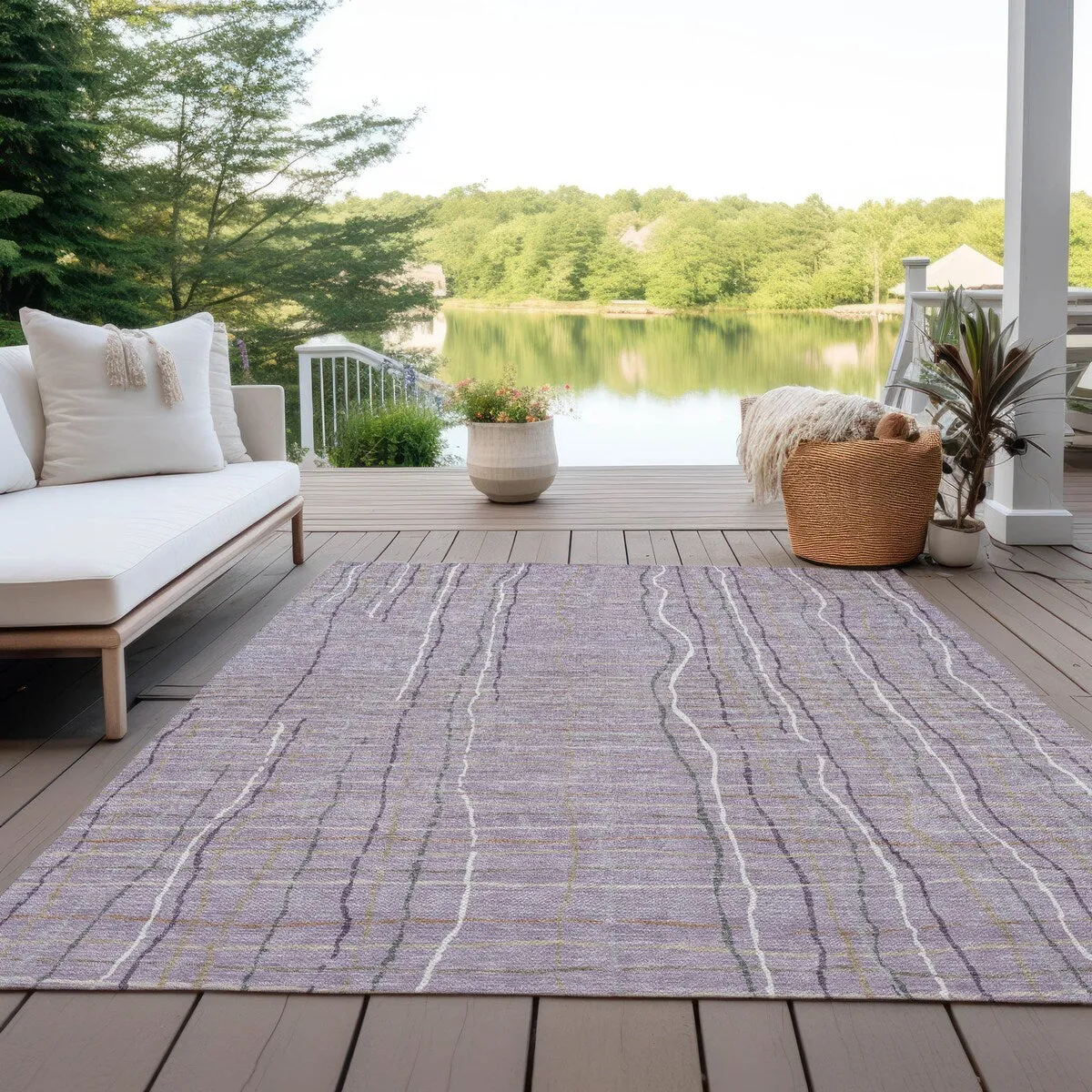 Machine Washable Indoor/ Outdoor Modern Century Chantille Rug