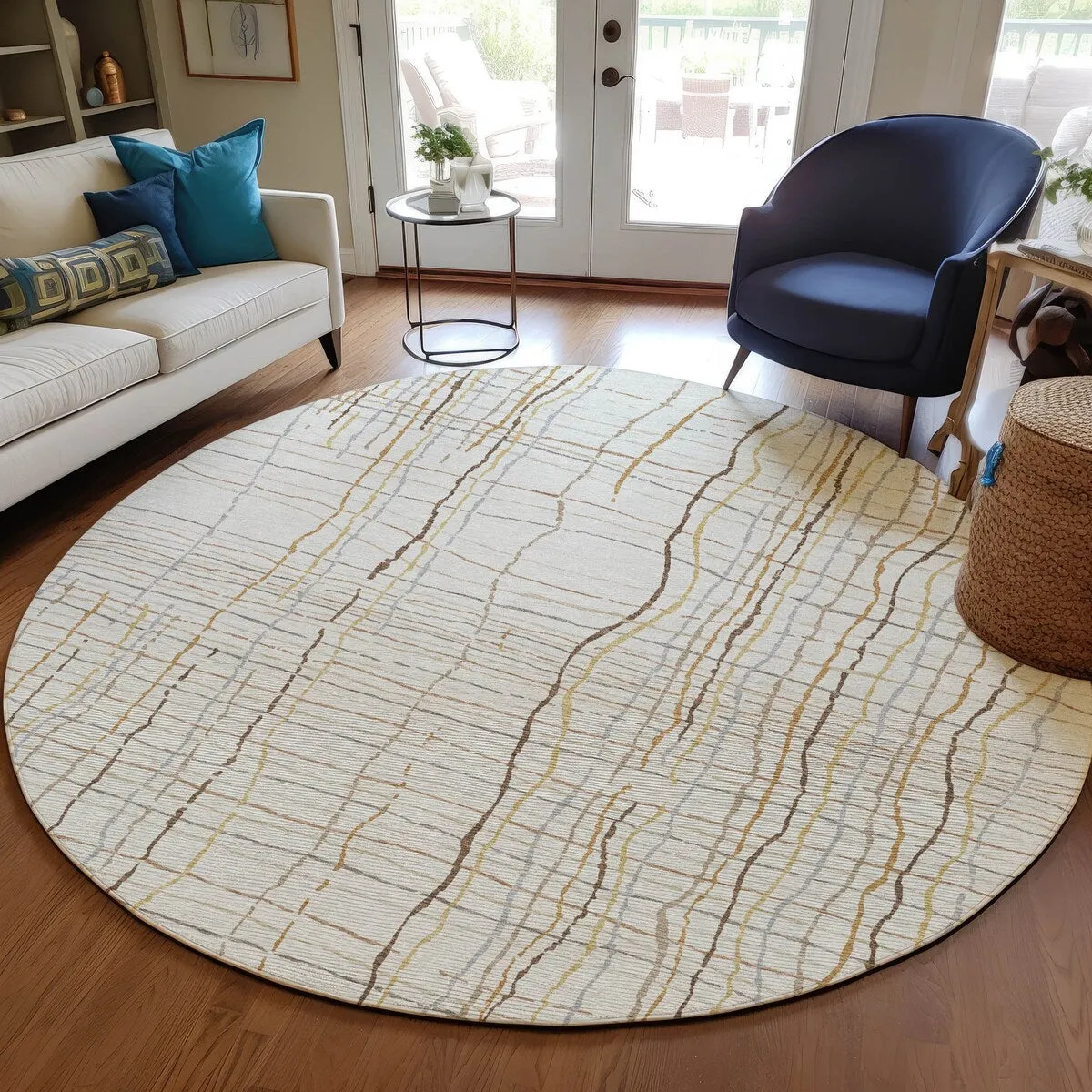 Machine Washable Indoor/ Outdoor Modern Century Chantille Rug