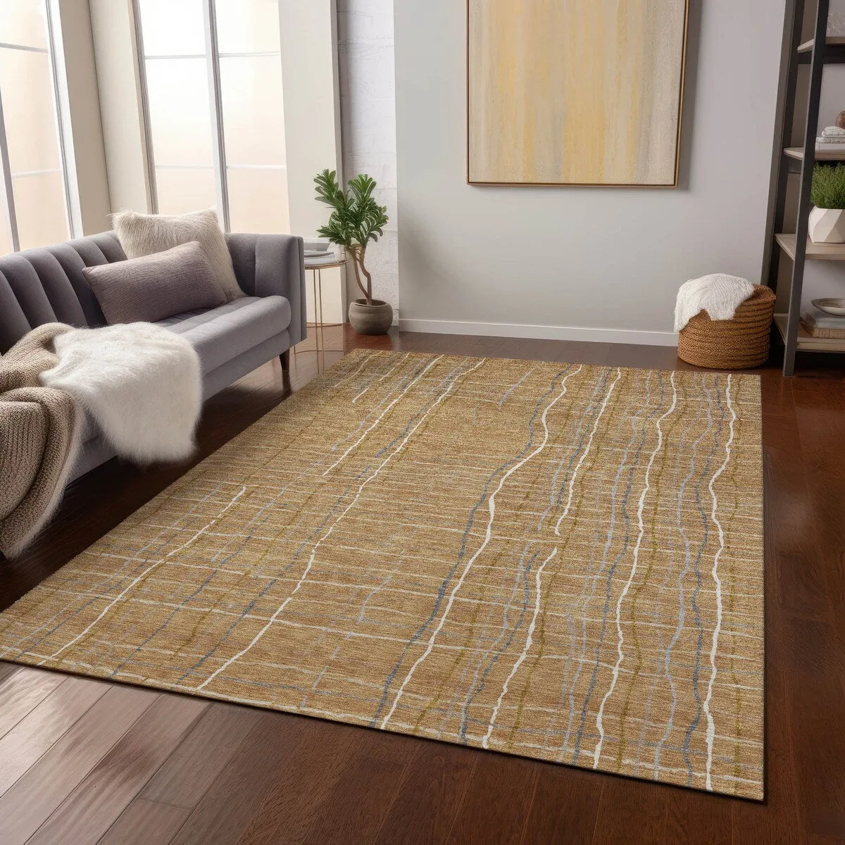 Machine Washable Indoor/ Outdoor Modern Century Chantille Rug