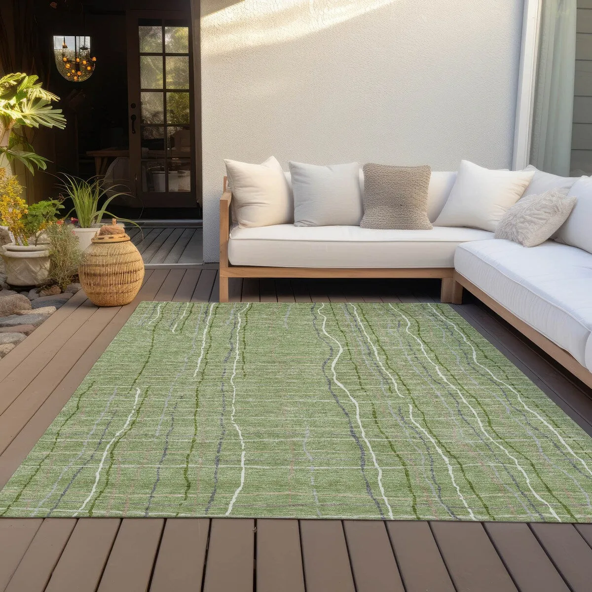 Machine Washable Indoor/ Outdoor Modern Century Chantille Rug