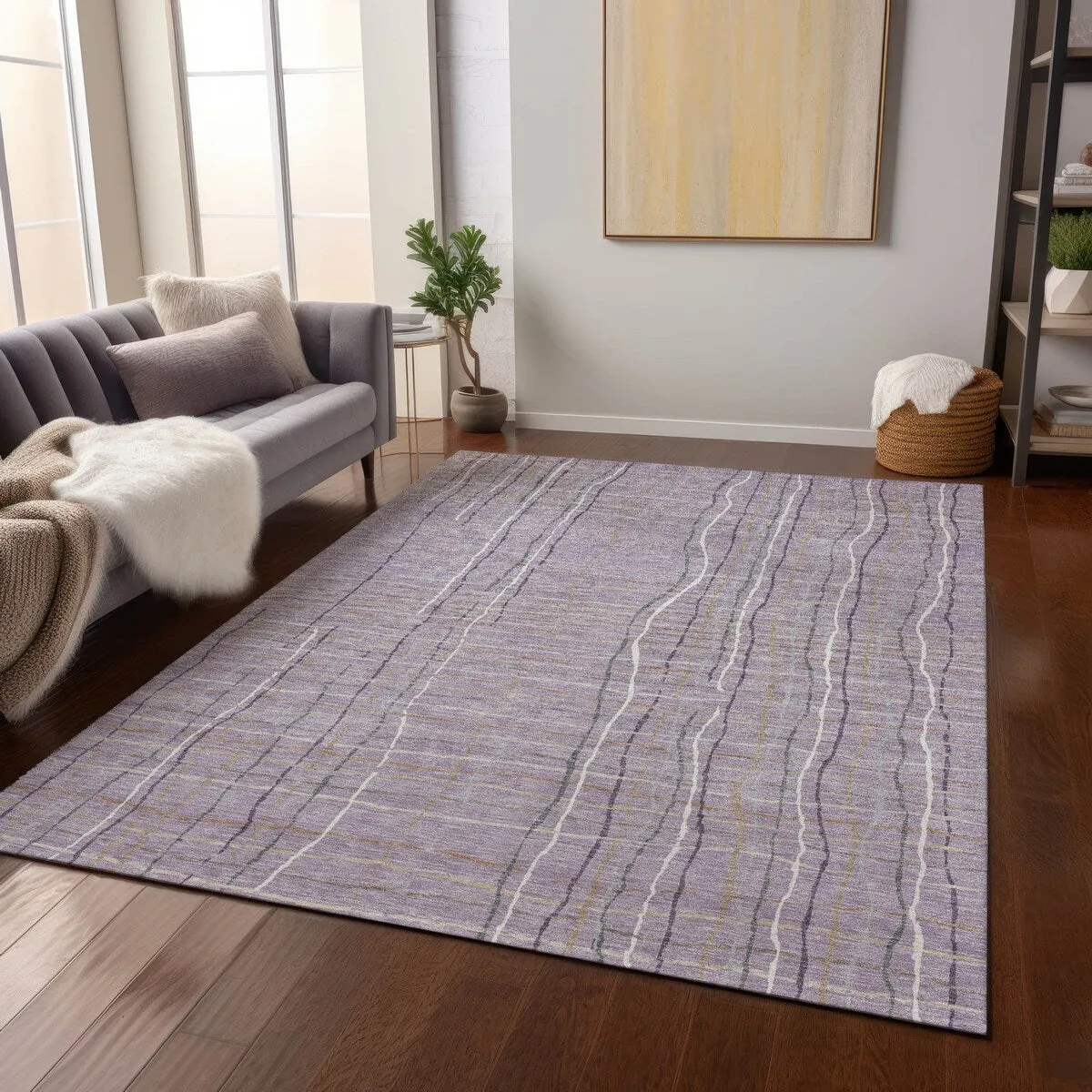Machine Washable Indoor/ Outdoor Modern Century Chantille Rug