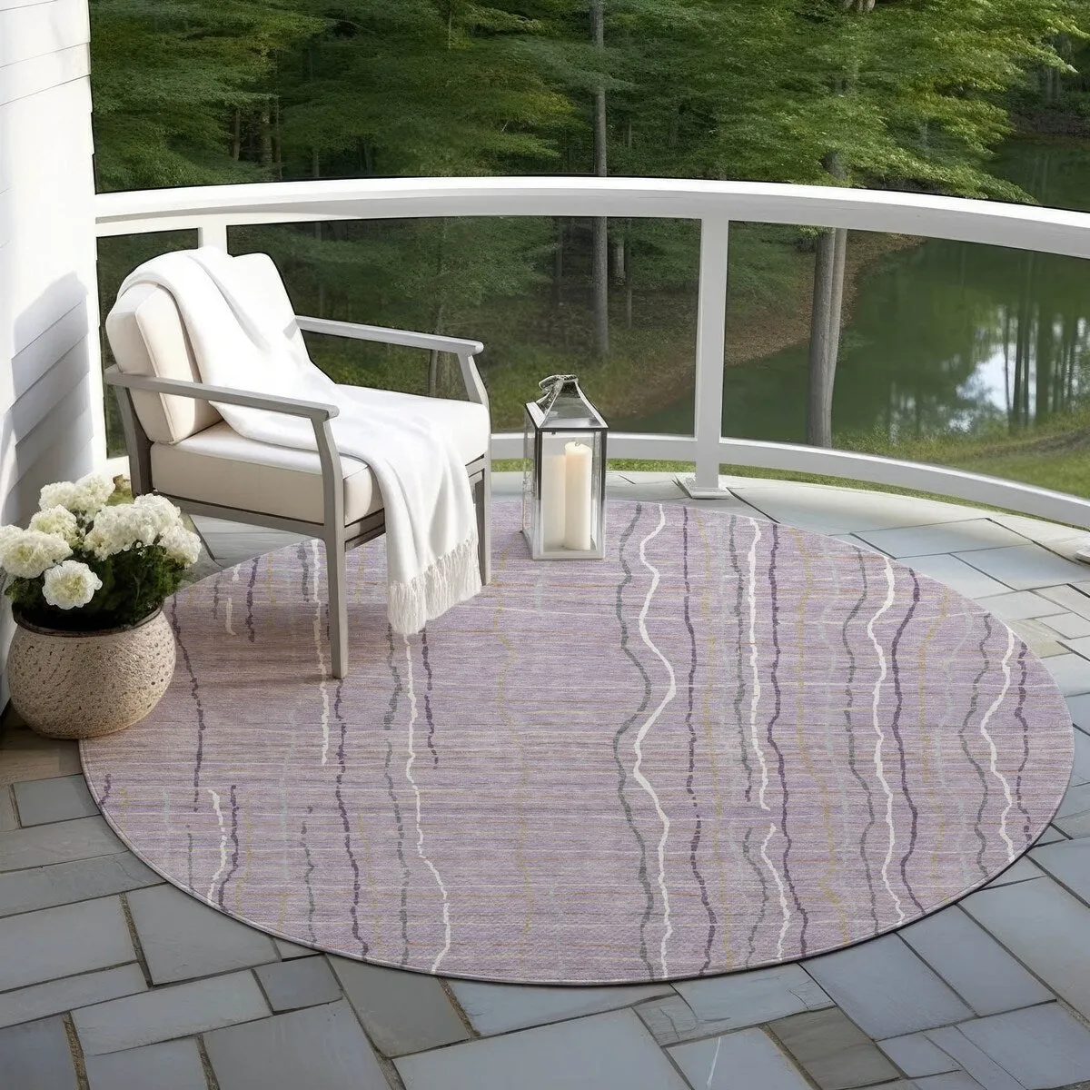 Machine Washable Indoor/ Outdoor Modern Century Chantille Rug