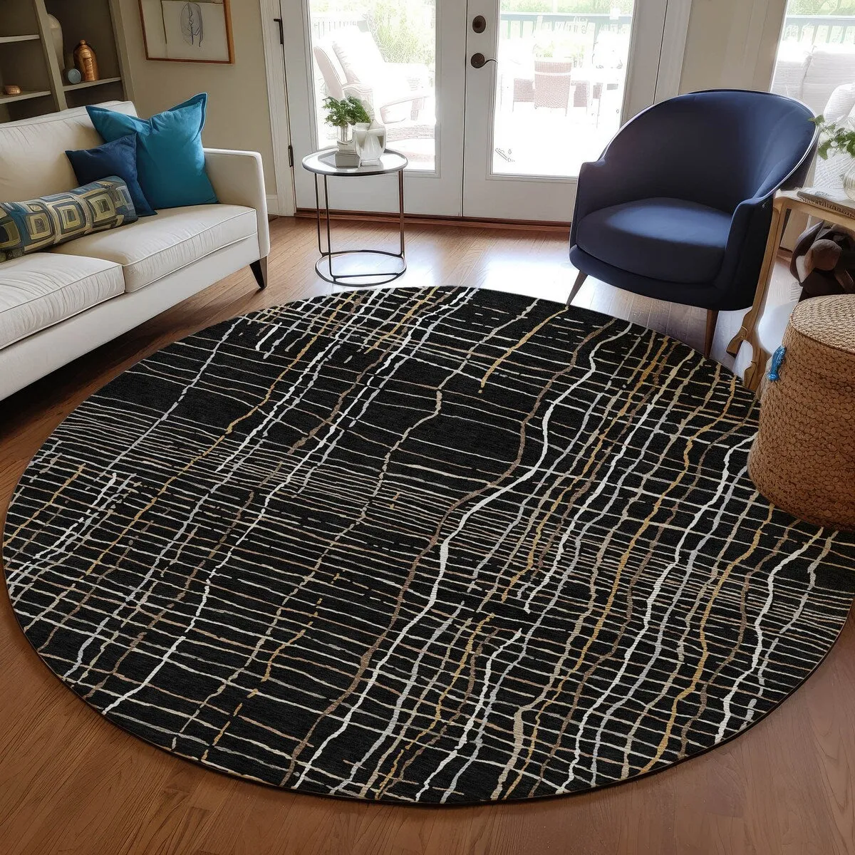 Machine Washable Indoor/ Outdoor Modern Century Chantille Rug