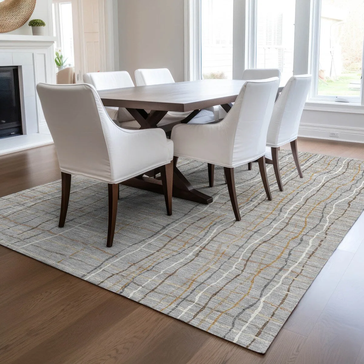 Machine Washable Indoor/ Outdoor Modern Century Chantille Rug