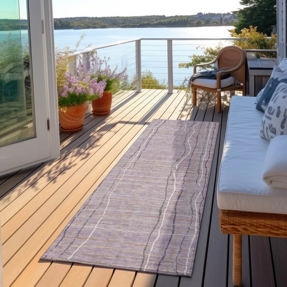 Machine Washable Indoor/ Outdoor Modern Century Chantille Rug