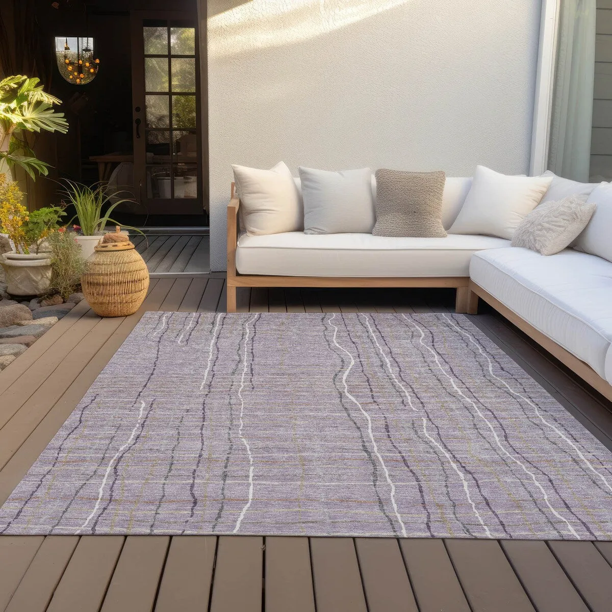 Machine Washable Indoor/ Outdoor Modern Century Chantille Rug