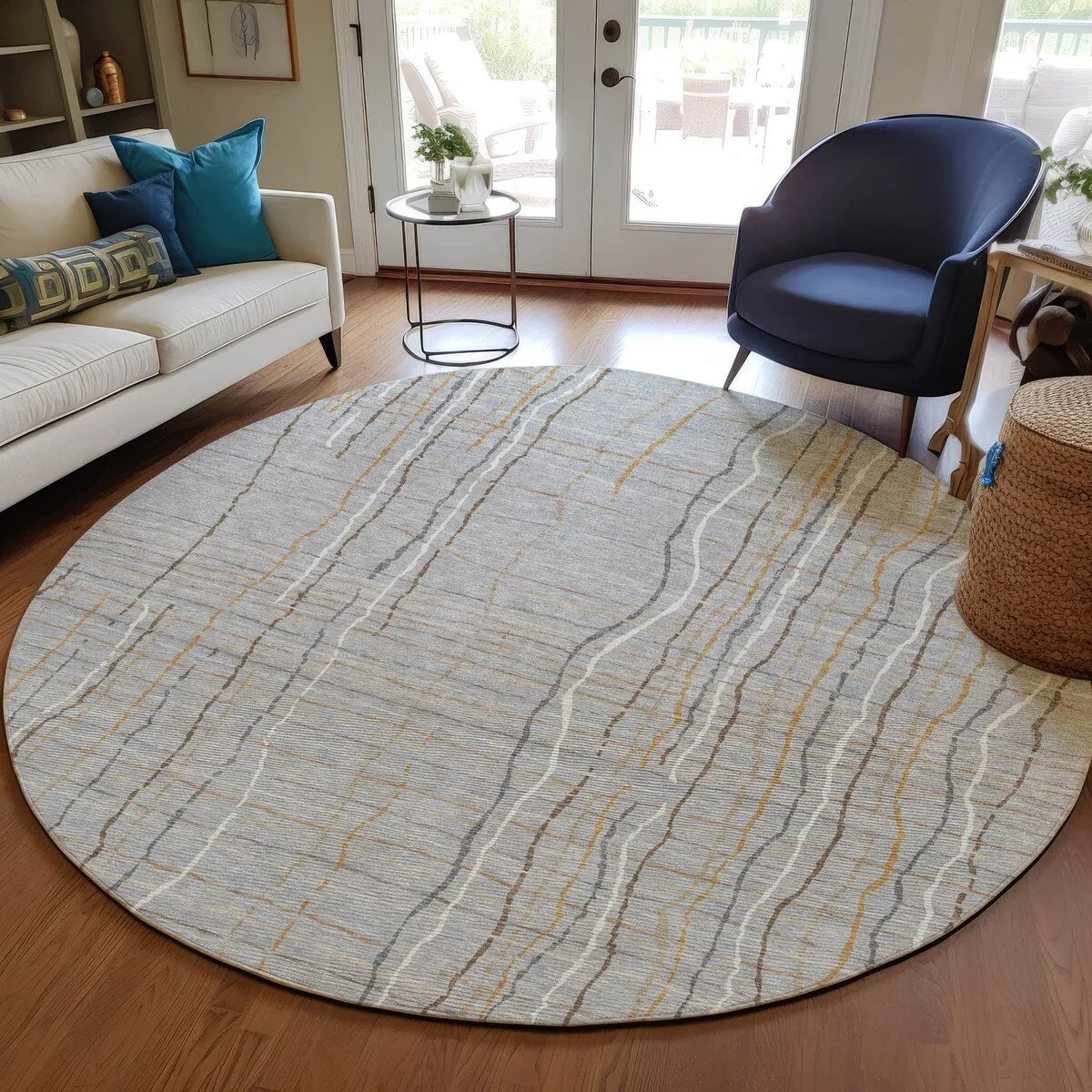 Machine Washable Indoor/ Outdoor Modern Century Chantille Rug