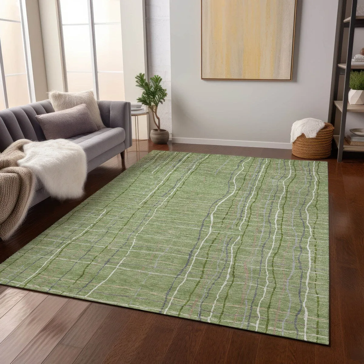 Machine Washable Indoor/ Outdoor Modern Century Chantille Rug