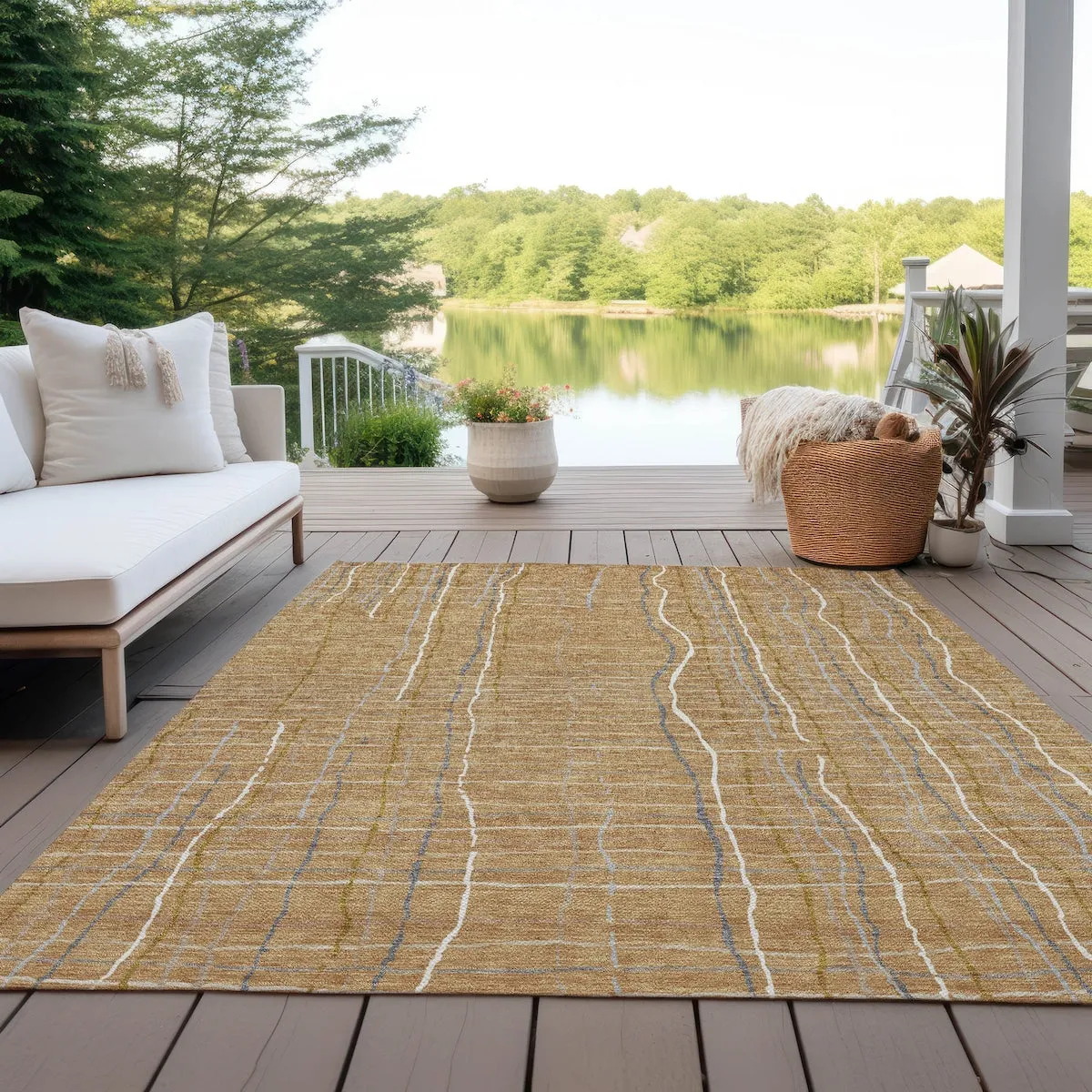 Machine Washable Indoor/ Outdoor Modern Century Chantille Rug