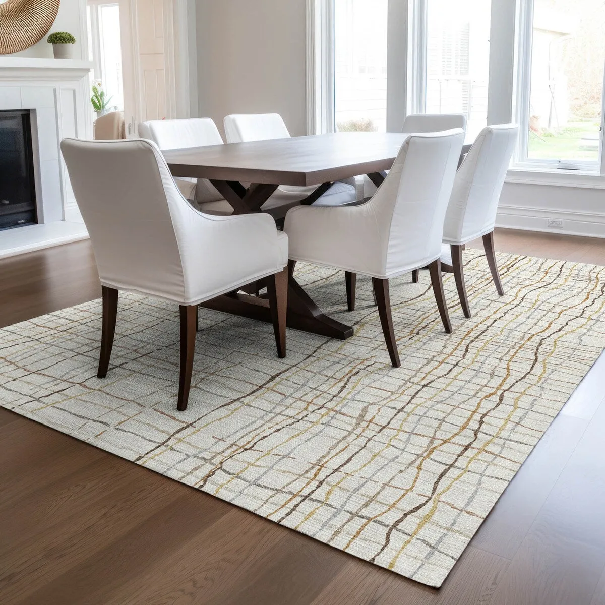 Machine Washable Indoor/ Outdoor Modern Century Chantille Rug