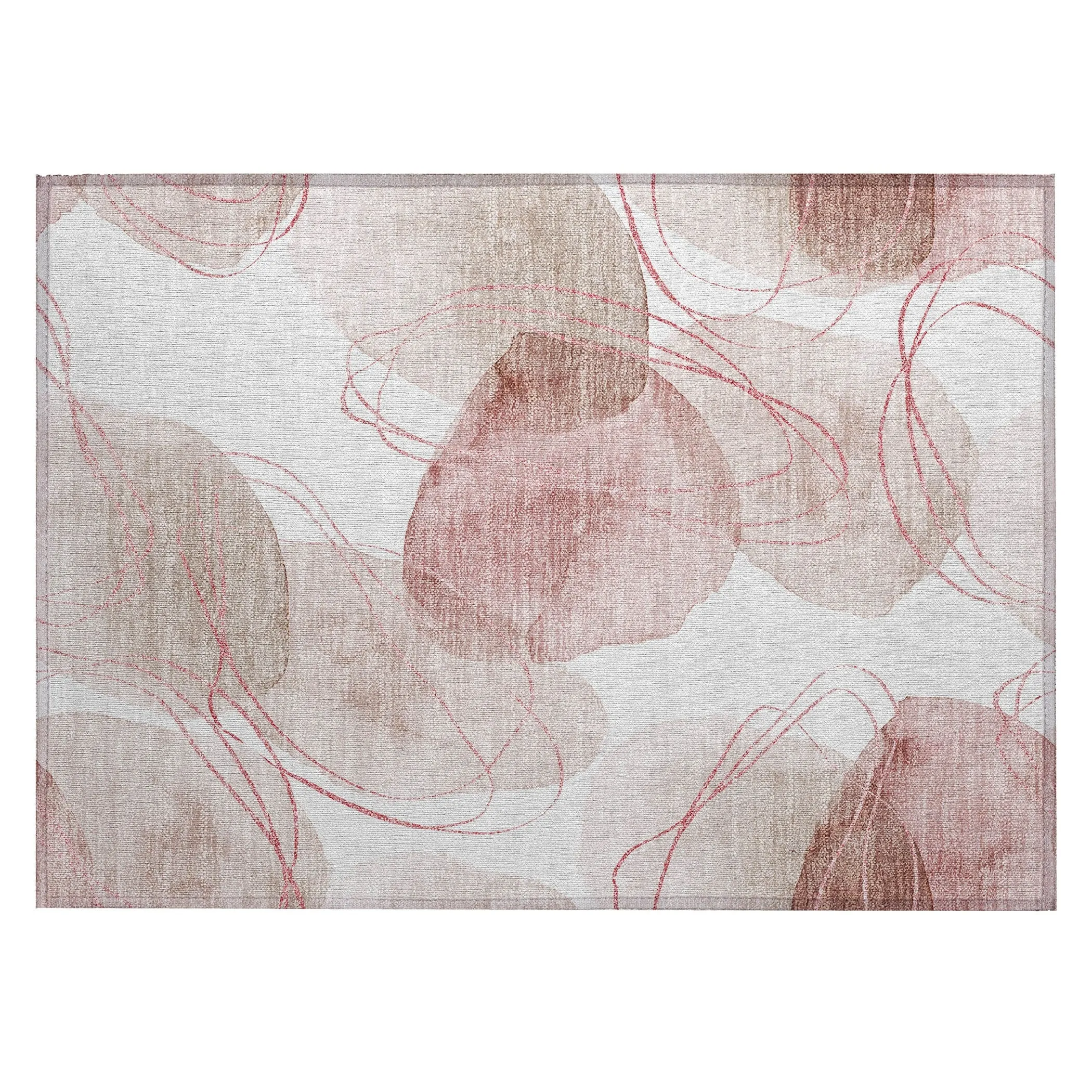 Machine Washable Indoor/ Outdoor Modern Circles Chantille Rug