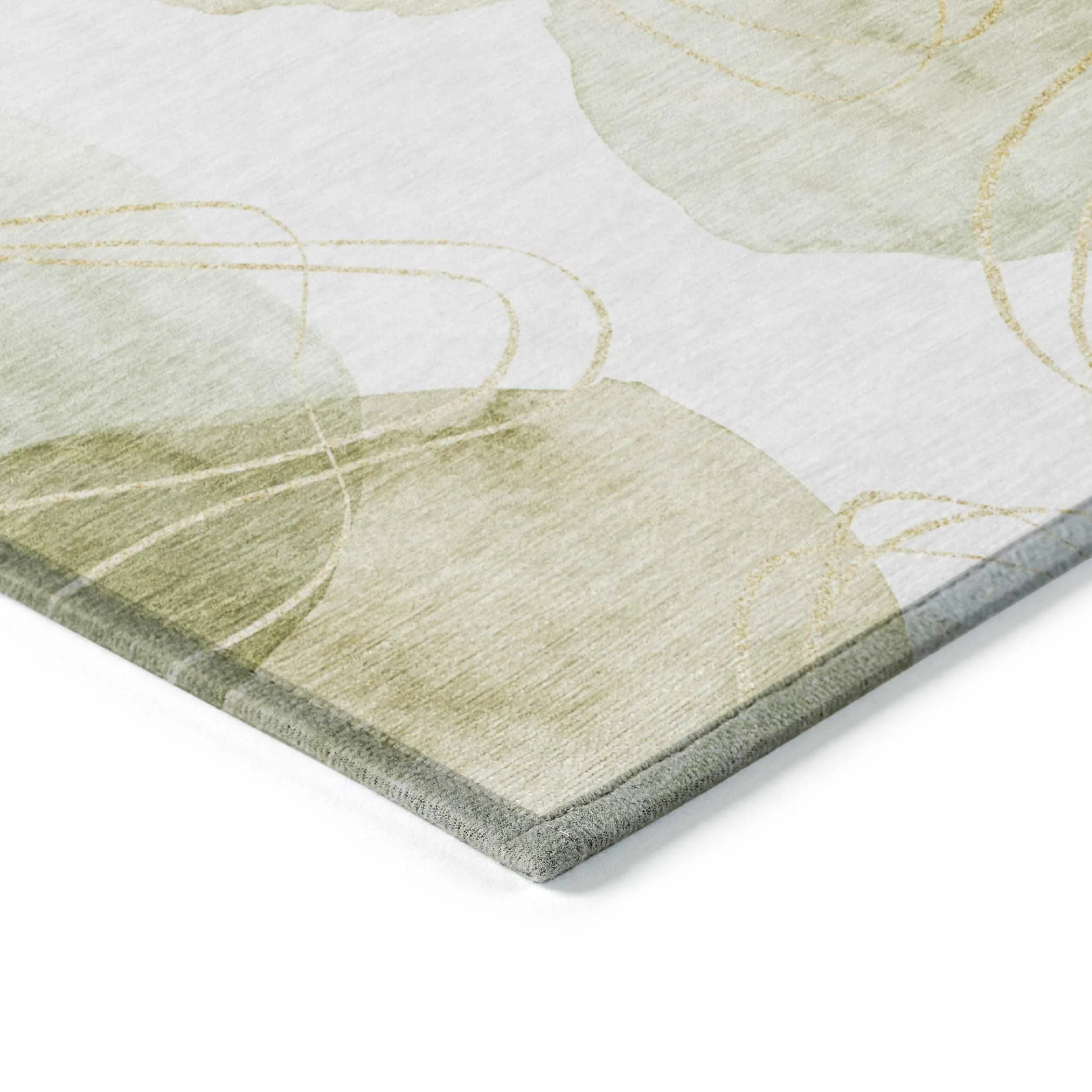 Machine Washable Indoor/ Outdoor Modern Circles Chantille Rug