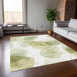 Machine Washable Indoor/ Outdoor Modern Circles Chantille Rug