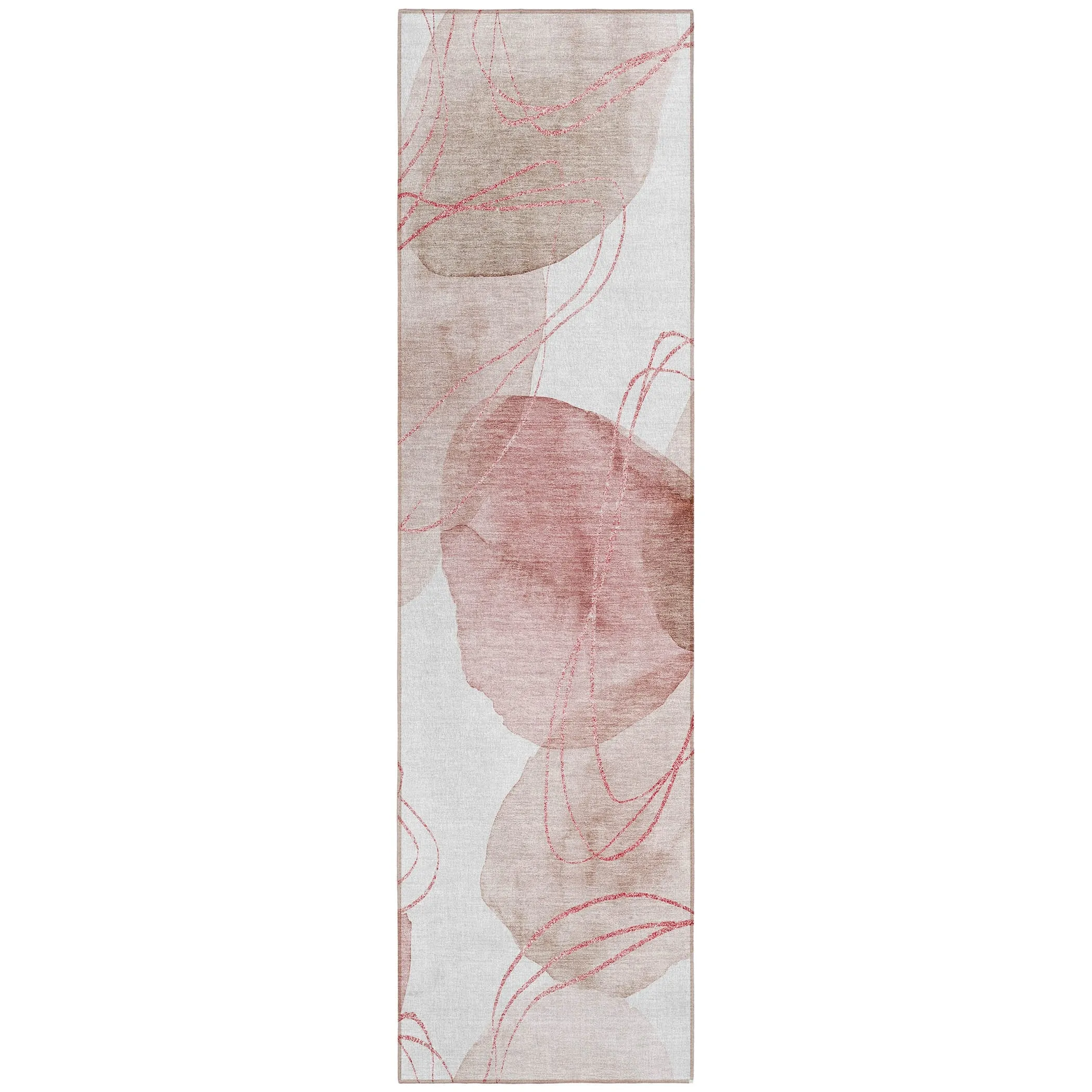 Machine Washable Indoor/ Outdoor Modern Circles Chantille Rug