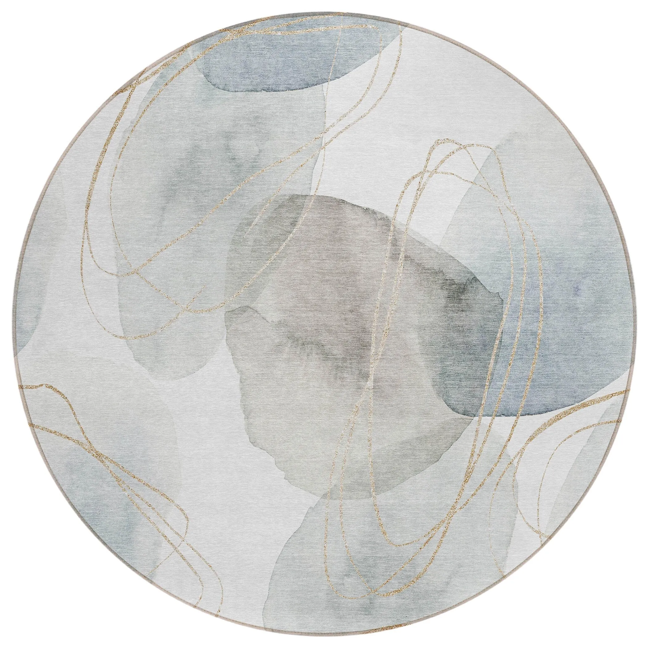 Machine Washable Indoor/ Outdoor Modern Circles Chantille Rug