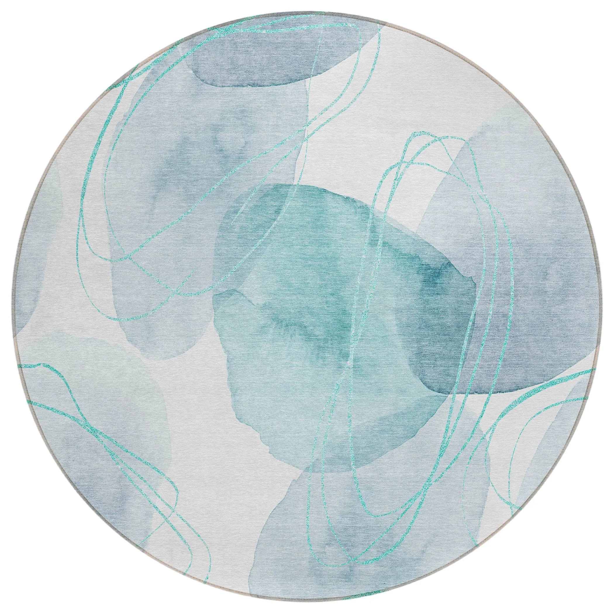 Machine Washable Indoor/ Outdoor Modern Circles Chantille Rug