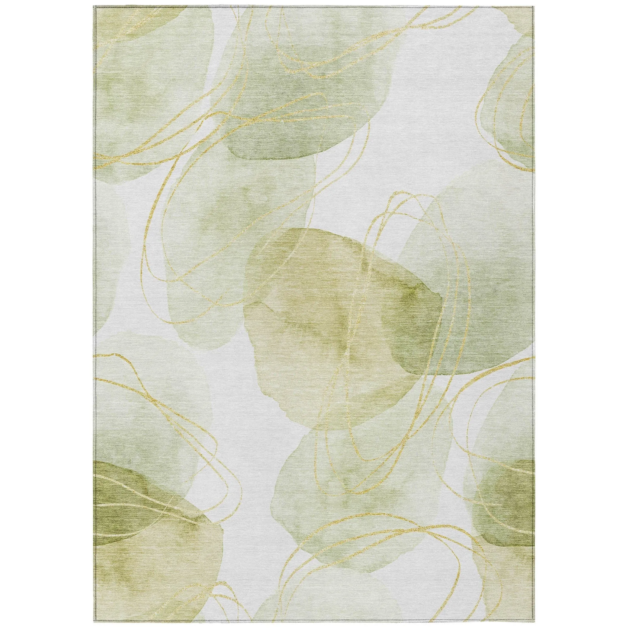 Machine Washable Indoor/ Outdoor Modern Circles Chantille Rug